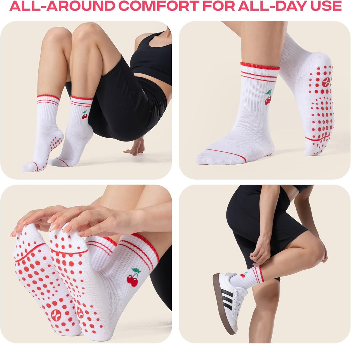 CoolMate 女式普拉提袜,瑜伽袜,船员防滑女士,适合锻炼,桶,普拉提礼品