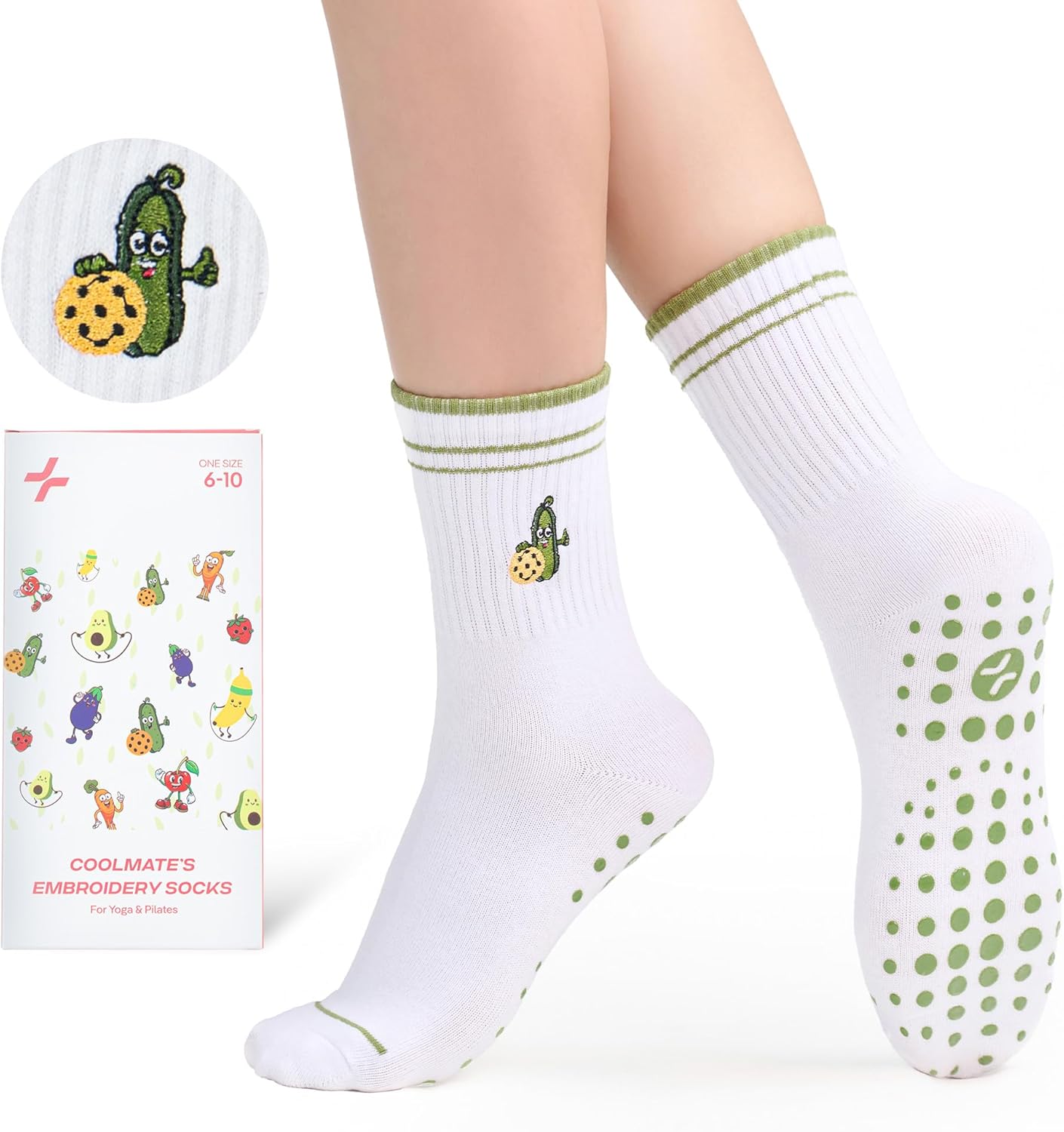 CoolMate 女式普拉提袜,瑜伽袜,船员防滑女士,适合锻炼,桶,普拉提礼品