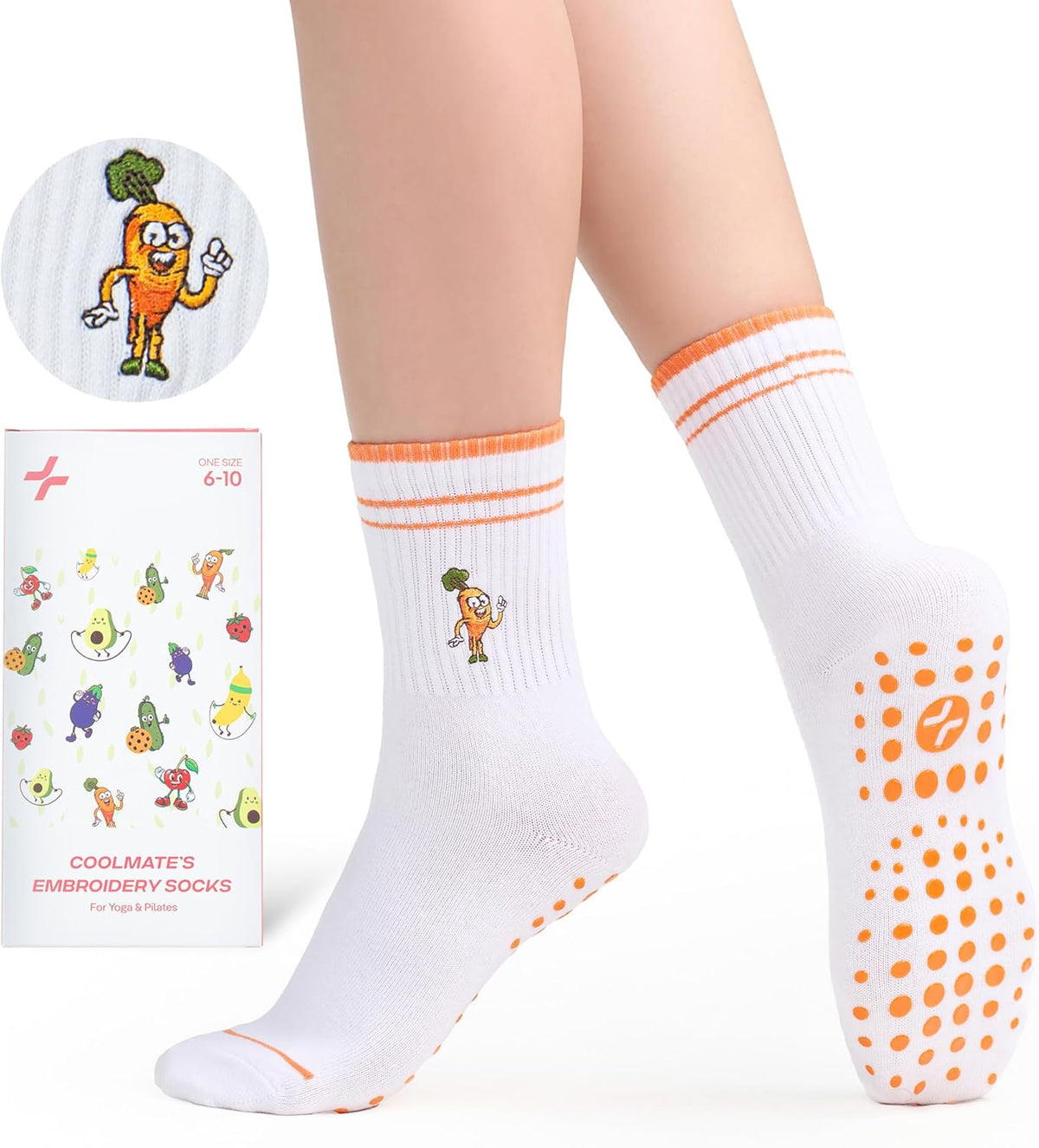CoolMate 女式普拉提袜,瑜伽袜,船员防滑女士,适合锻炼,桶,普拉提礼品
