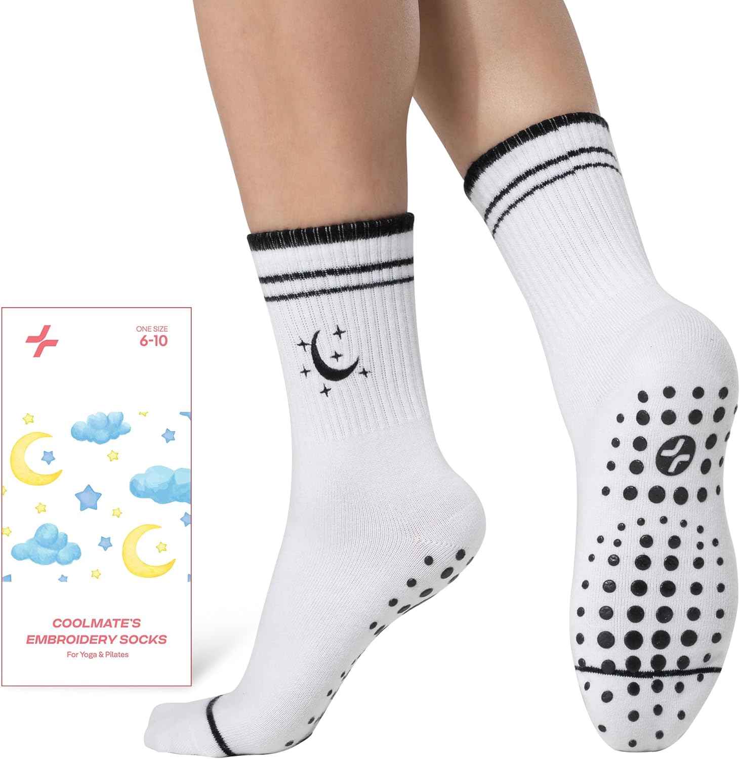 CoolMate 女式普拉提袜,瑜伽袜,船员防滑女士,适合锻炼,桶,普拉提礼品