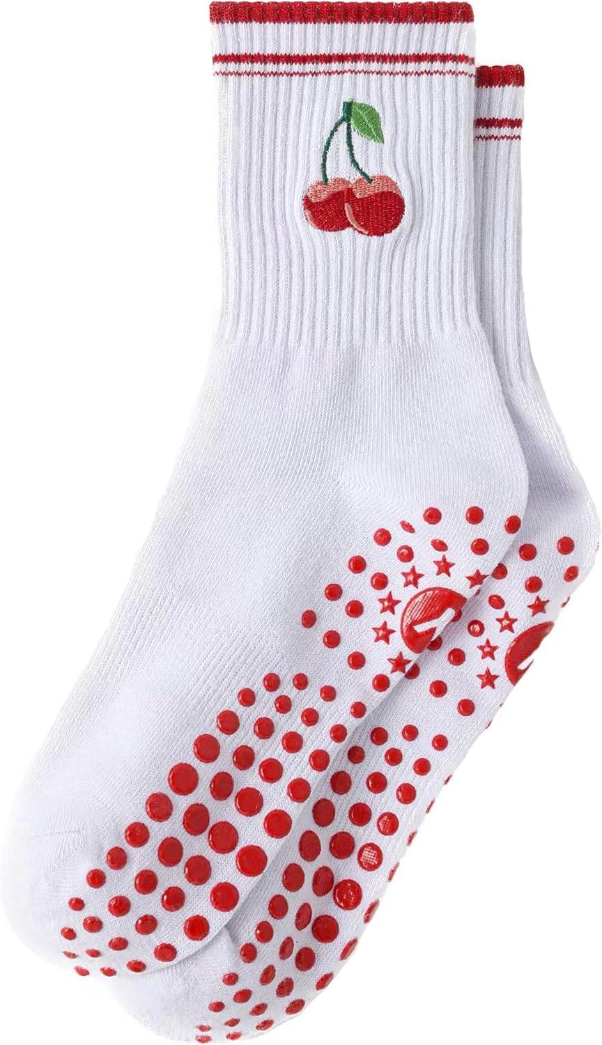 Yawlsow Pilates 女式防滑袜 瑜伽 抓地力袜 可爱 Barre 防滑运动船员 粘性袜子 锻炼 医院