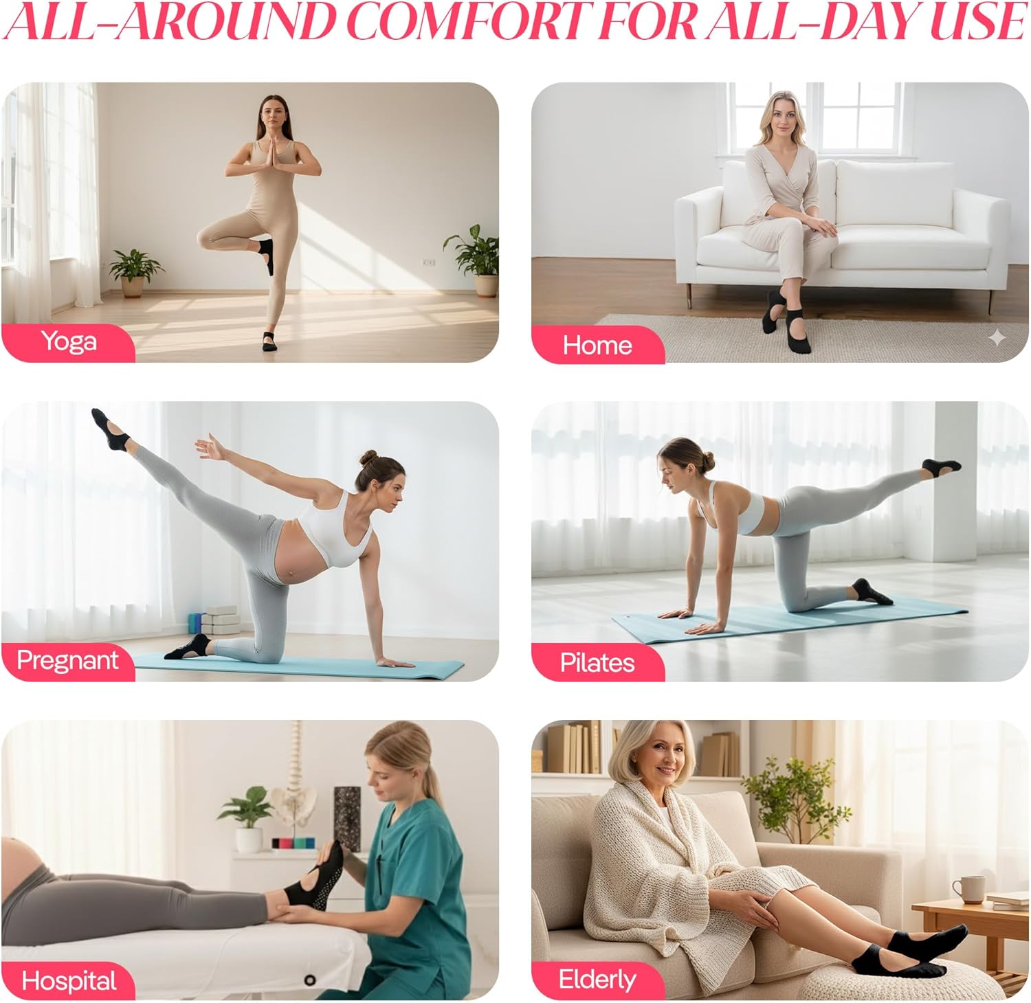 CoolMate 女式普拉提袜,瑜伽袜,船员防滑女士,适合锻炼,桶,普拉提礼品