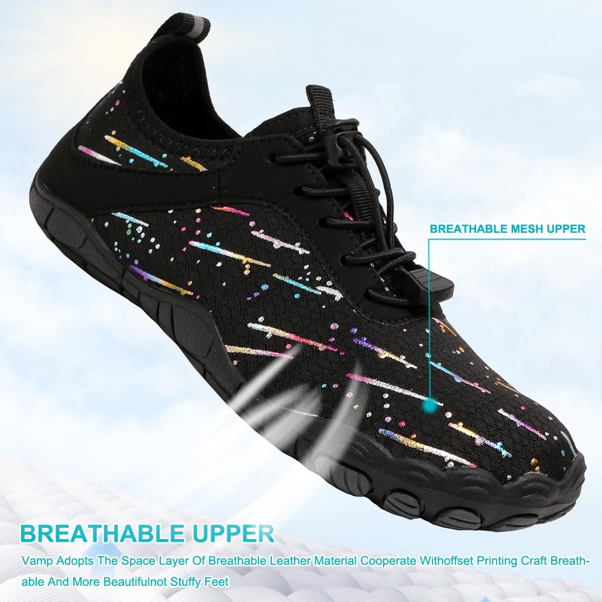 Hike Barefoot Shoes 女士男士,中性款赤脚水鞋透气防滑徒步鞋,适合徒步、散步、跑步、瑜伽和水上运动