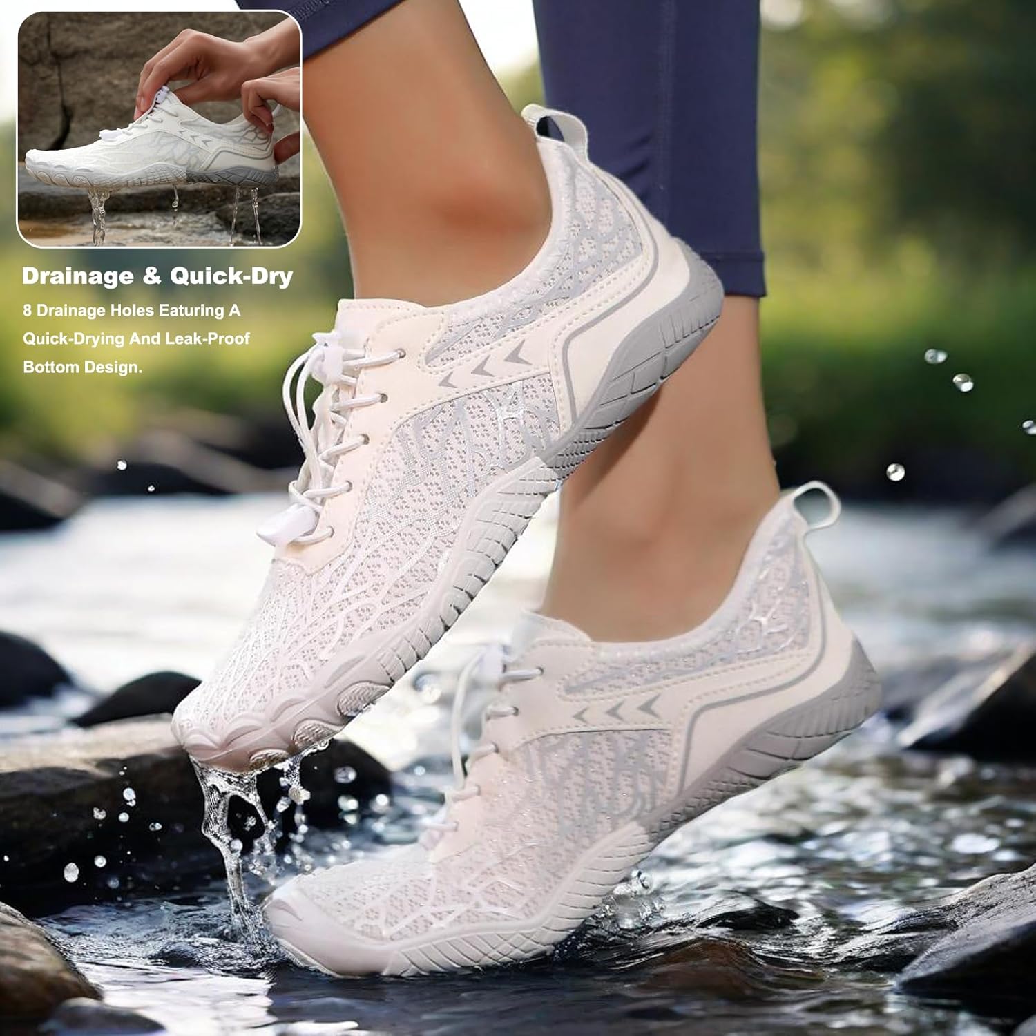 Hike Barefoot Shoes 女士男士,中性款赤脚水鞋透气防滑徒步鞋,适合徒步、散步、跑步、瑜伽和水上运动