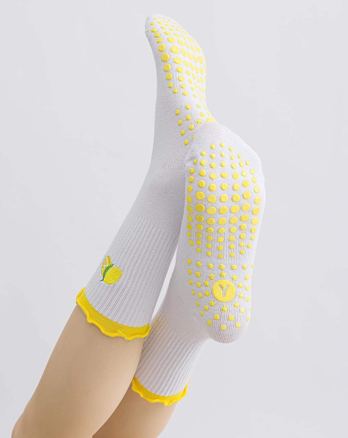 Yawlsow Pilates 女式防滑袜 瑜伽 抓地力袜 可爱 Barre 防滑运动船员 粘性袜子 锻炼 医院