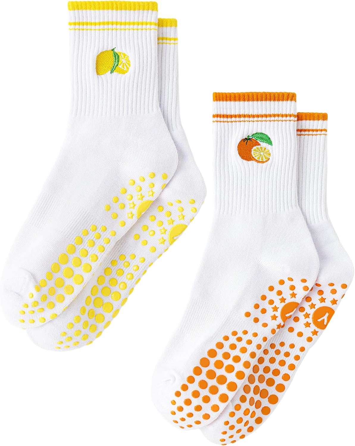 Yawlsow Pilates 女式防滑袜 瑜伽 抓地力袜 可爱 Barre 防滑运动船员 粘性袜子 锻炼 医院