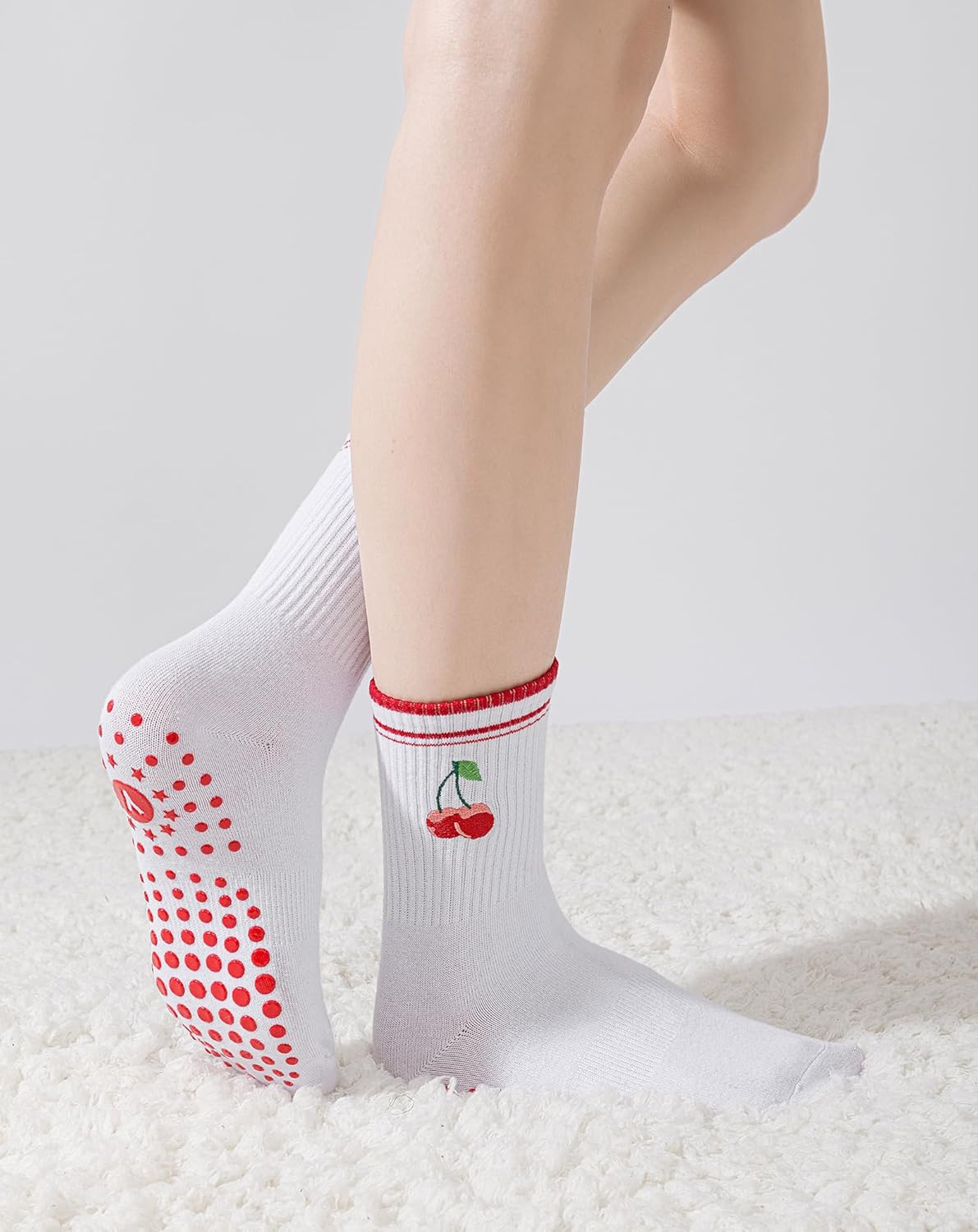 Yawlsow Pilates 女式防滑袜 瑜伽 抓地力袜 可爱 Barre 防滑运动船员 粘性袜子 锻炼 医院