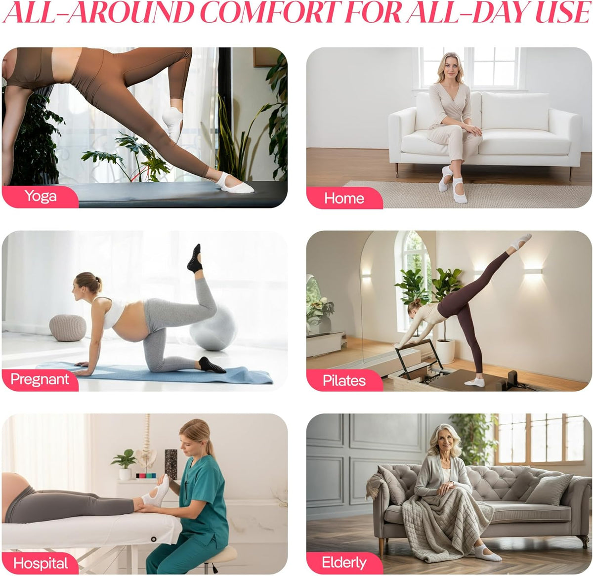 CoolMate 女式普拉提袜,瑜伽袜,船员防滑女士,适合锻炼,桶,普拉提礼品