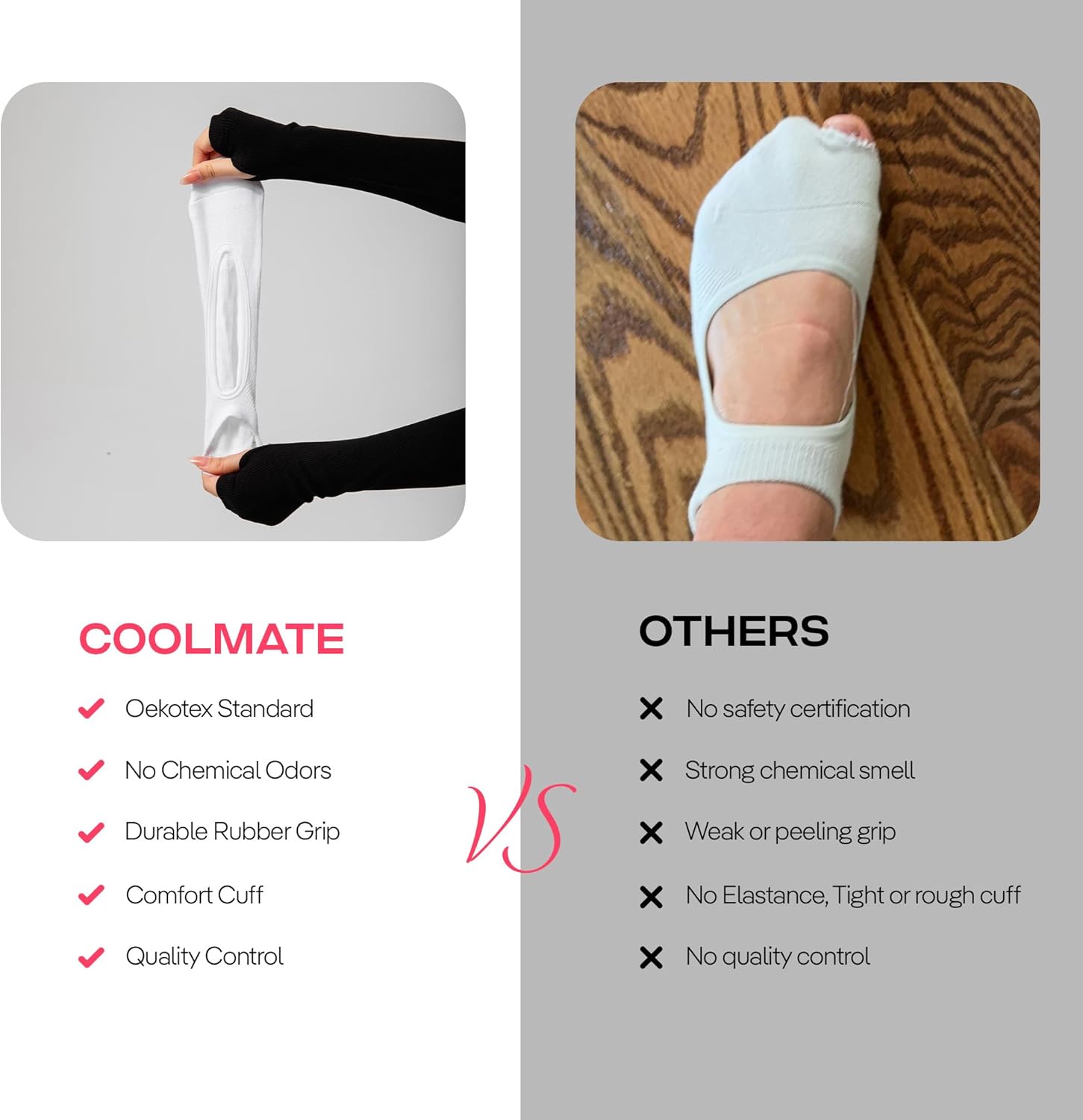 CoolMate 女式普拉提袜,瑜伽袜,船员防滑女士,适合锻炼,桶,普拉提礼品