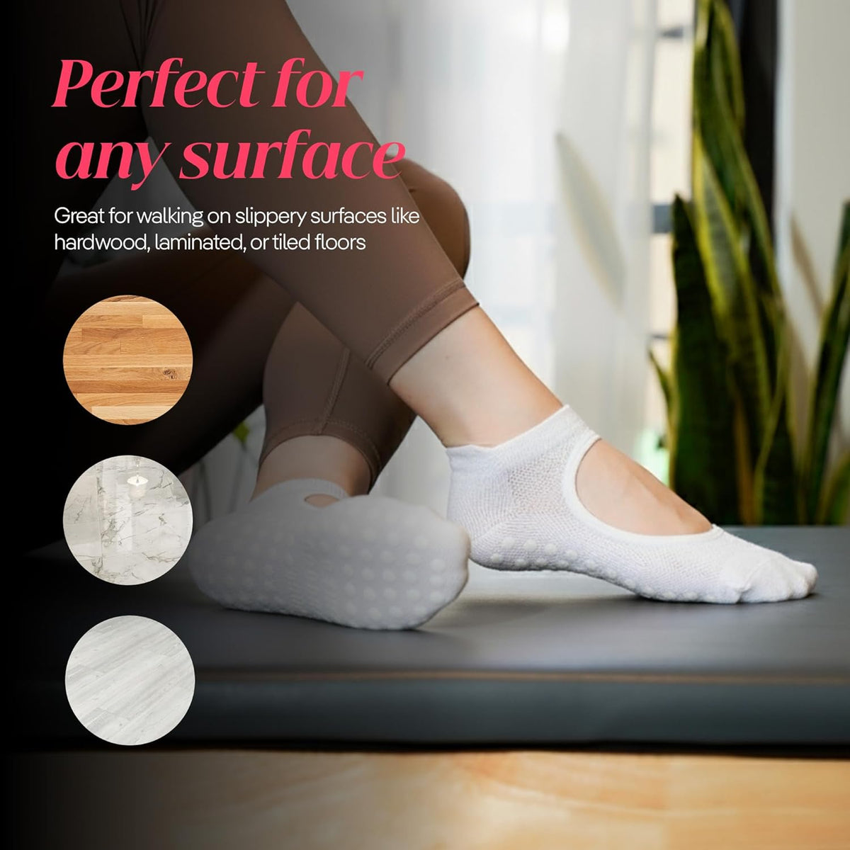 CoolMate 女式普拉提袜,瑜伽袜,船员防滑女士,适合锻炼,桶,普拉提礼品