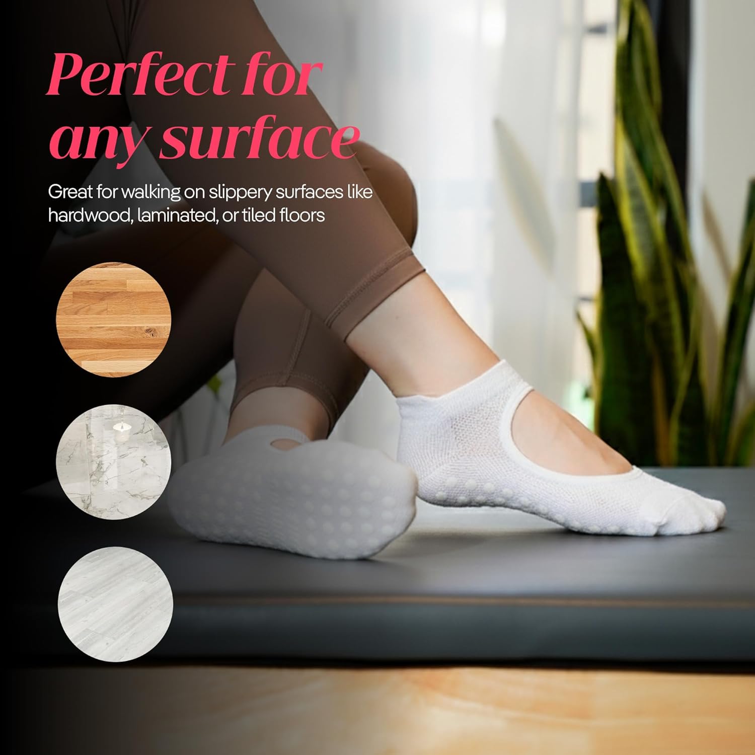 CoolMate 女式普拉提袜,瑜伽袜,船员防滑女士,适合锻炼,桶,普拉提礼品