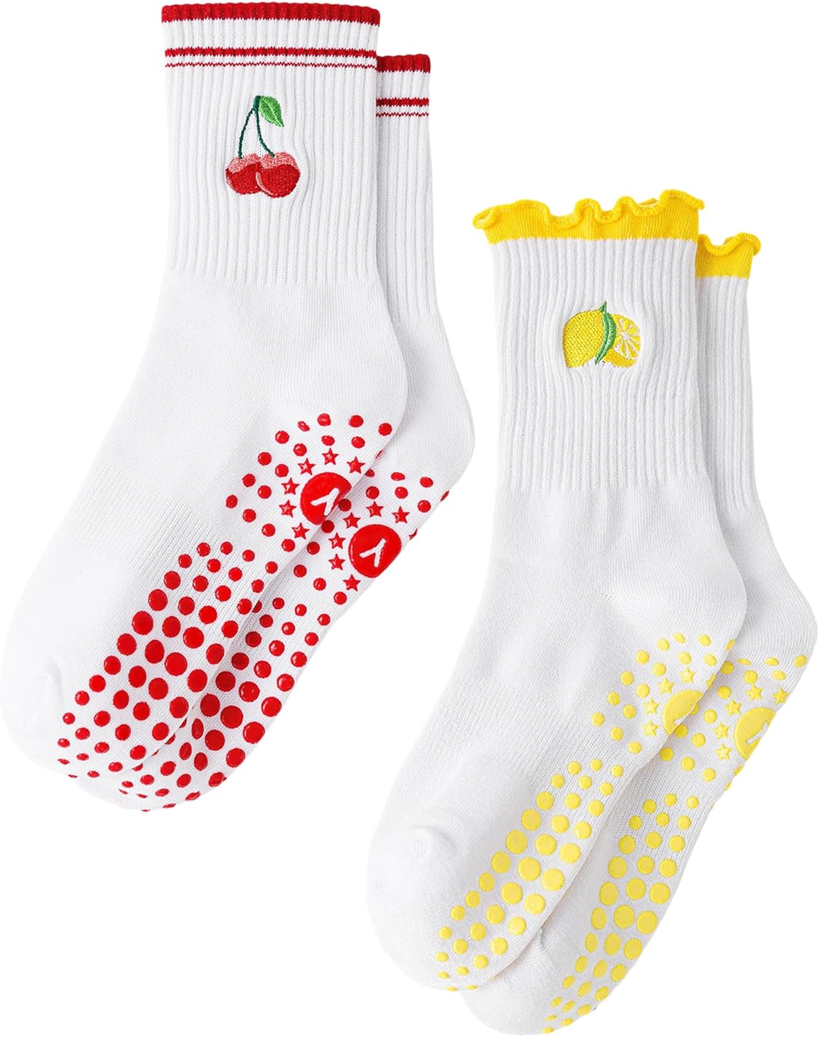 Yawlsow Pilates 女式防滑袜 瑜伽 抓地力袜 可爱 Barre 防滑运动船员 粘性袜子 锻炼 医院