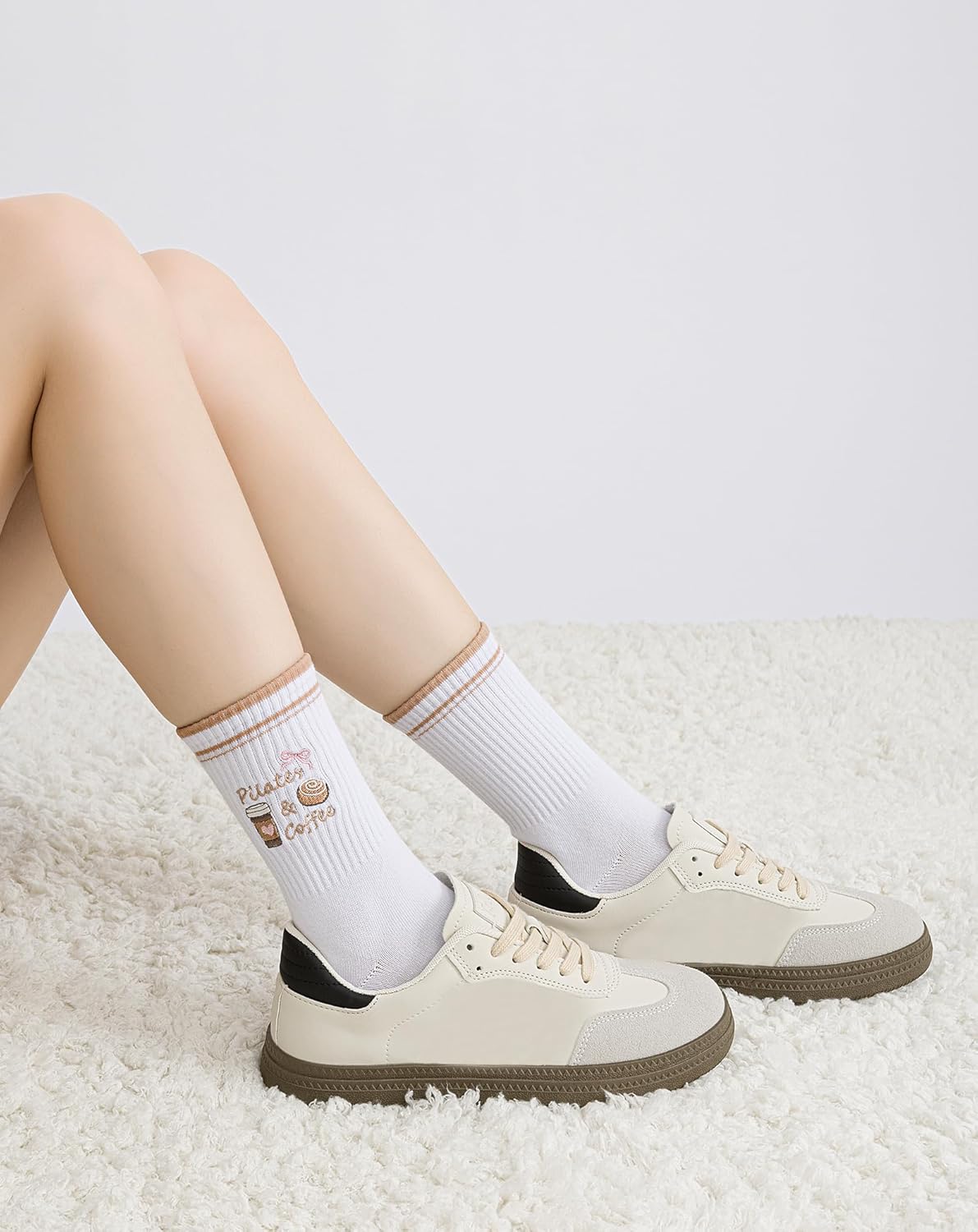 Yawlsow Pilates 女式防滑袜 瑜伽 抓地力袜 可爱 Barre 防滑运动船员 粘性袜子 锻炼 医院