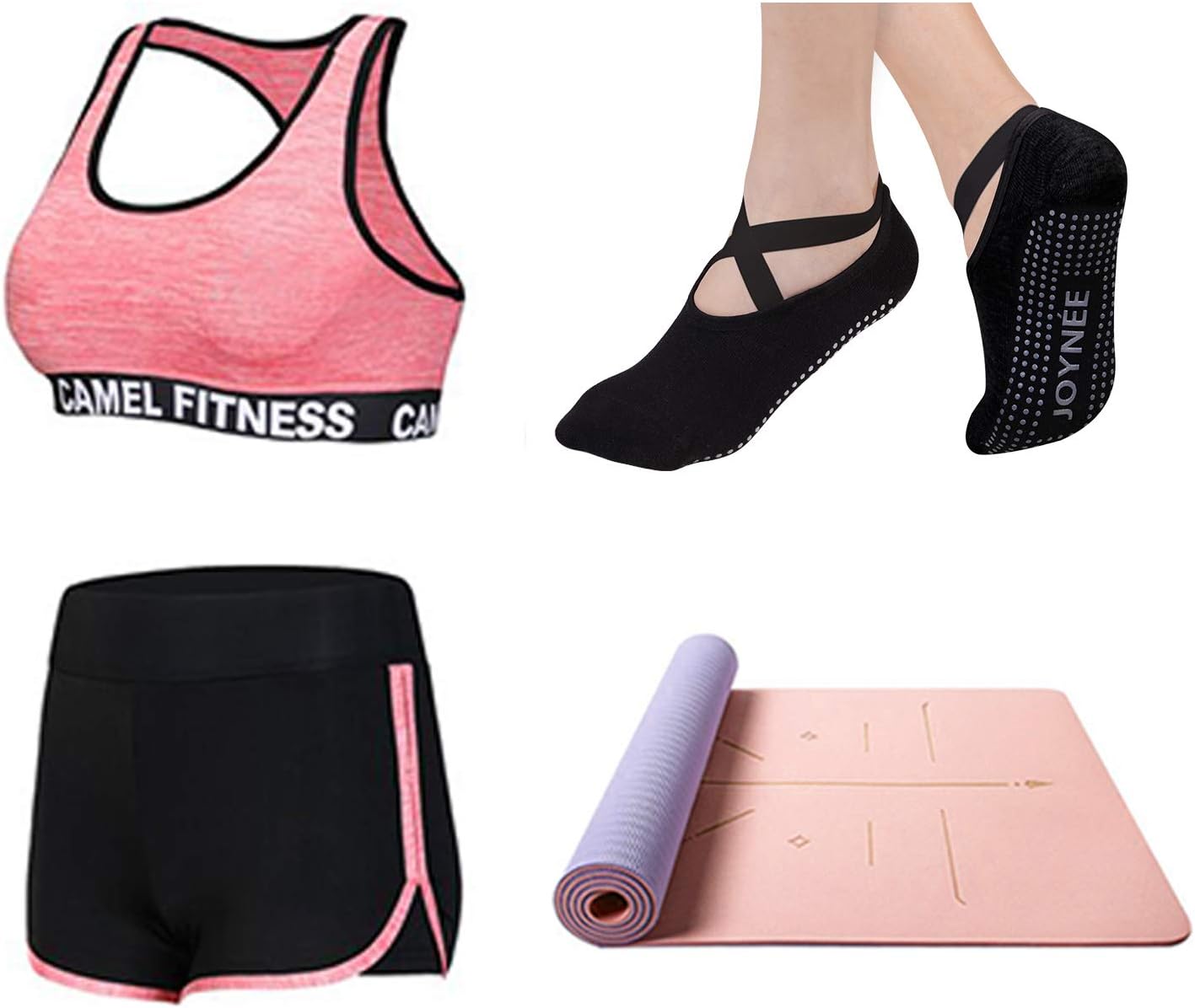 JOYNÉE 女士防滑瑜伽袜带抓地力,非常适合普拉提、杆、舞蹈、医院、健身 3 双装