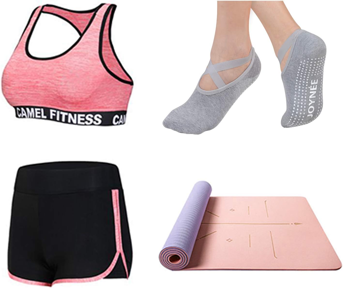 JOYNÉE 女士防滑瑜伽袜带抓地力,非常适合普拉提、杆、舞蹈、医院、健身 3 双装