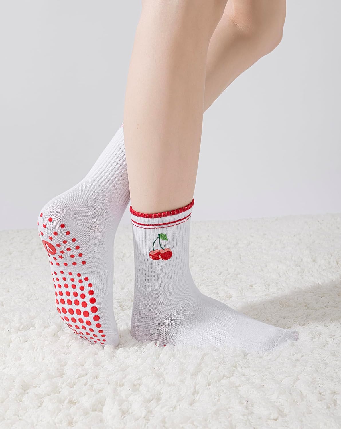 Yawlsow Pilates 女式防滑袜 瑜伽 抓地力袜 可爱 Barre 防滑运动船员 粘性袜子 锻炼 医院