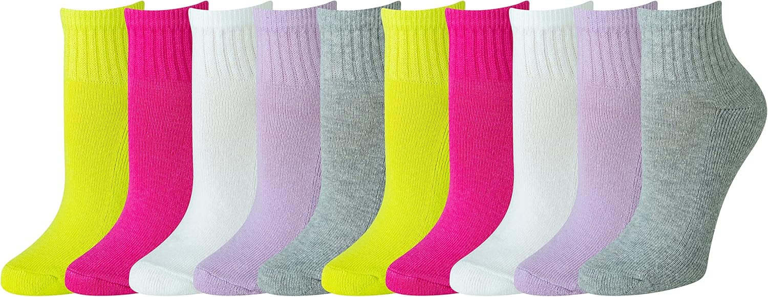 Amazon Essentials 女式棉质短袜,轻质缓震,10 双