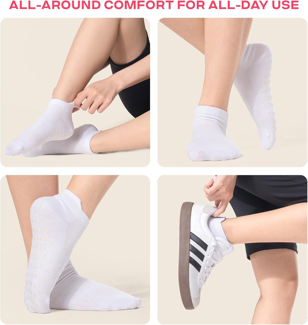 CoolMate 女式普拉提袜,瑜伽袜,船员防滑女士,适合锻炼,桶,普拉提礼品