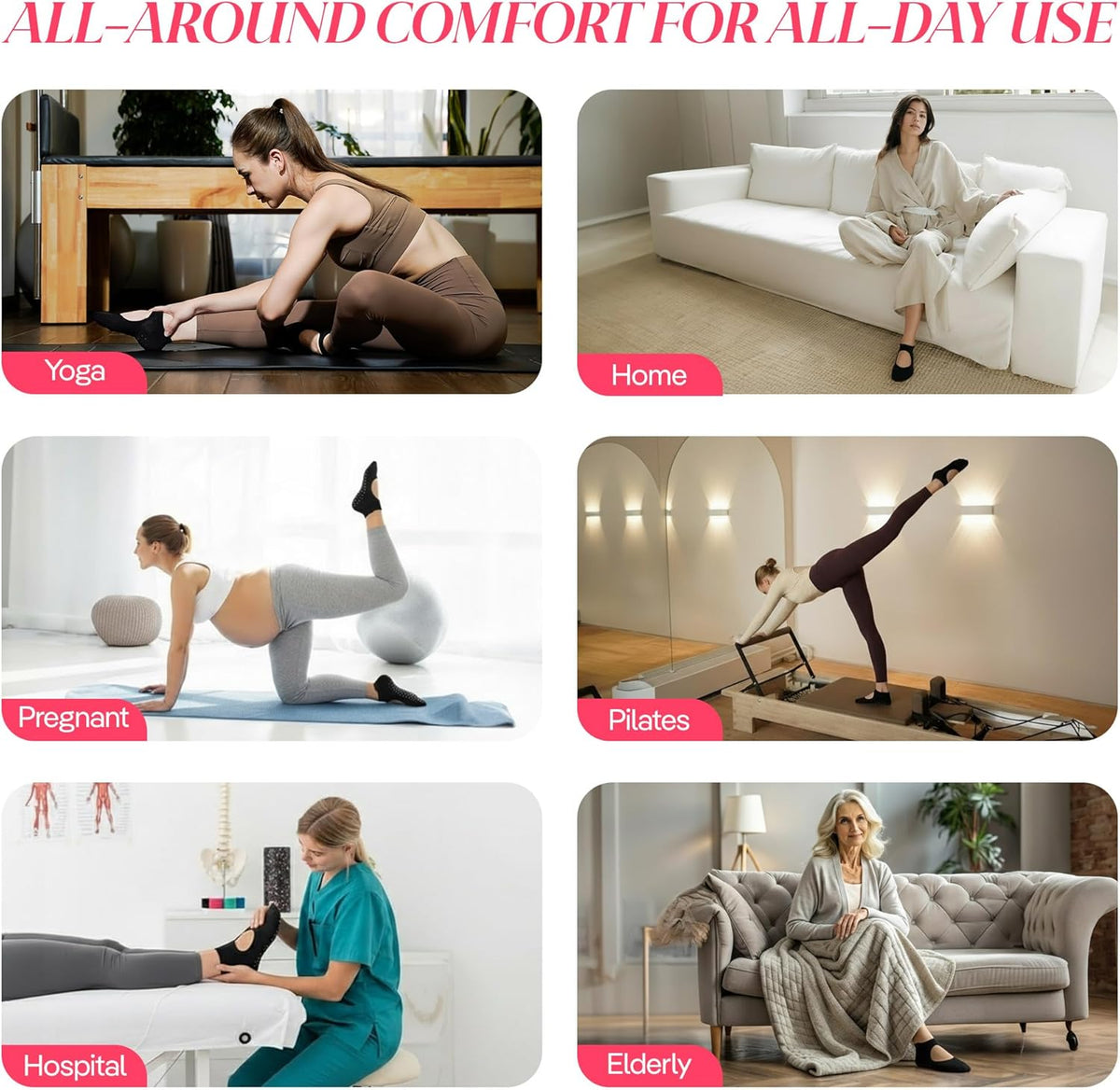 CoolMate 女式普拉提袜,瑜伽袜,船员防滑女士,适合锻炼,桶,普拉提礼品