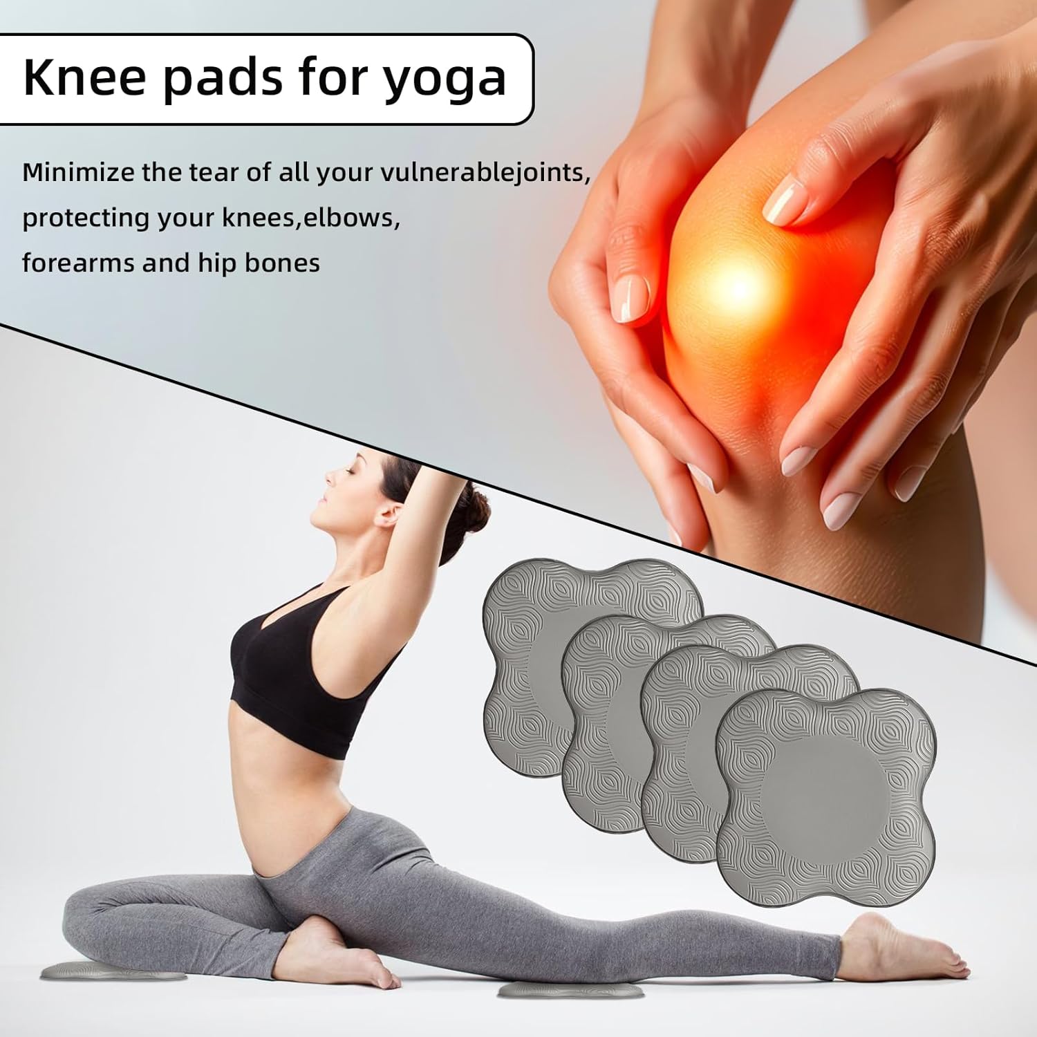 2 件装瑜伽护膝垫超厚适用于膝盖、肘部、手腕、手部、头部、泡沫、普拉提、跪垫、瑜伽、膝盖、膝盖、肘部、手腕、头部、泡沫、普拉提、跪垫、支撑 泡沫垫 男女均适用