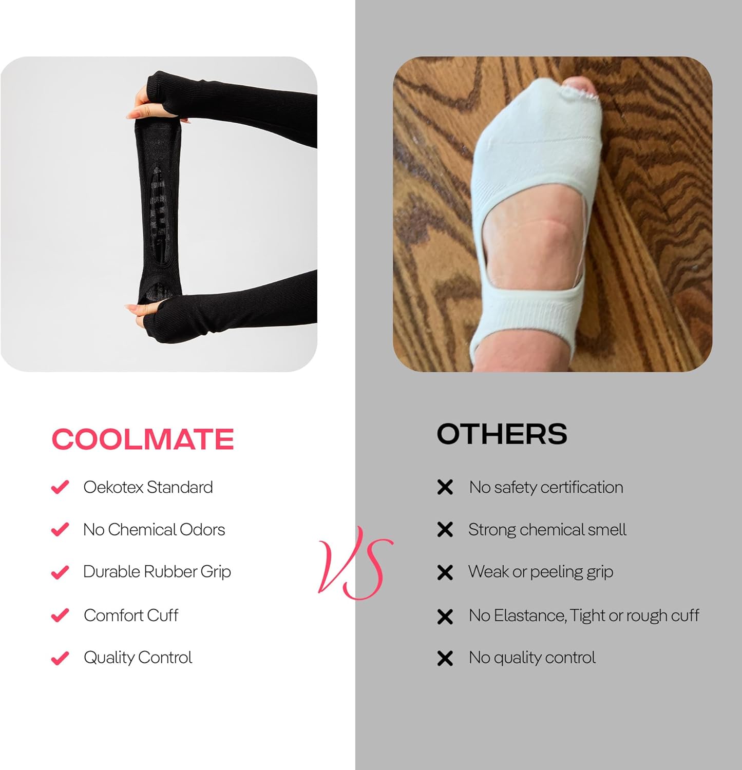 CoolMate 女式普拉提袜,瑜伽袜,船员防滑女士,适合锻炼,桶,普拉提礼品