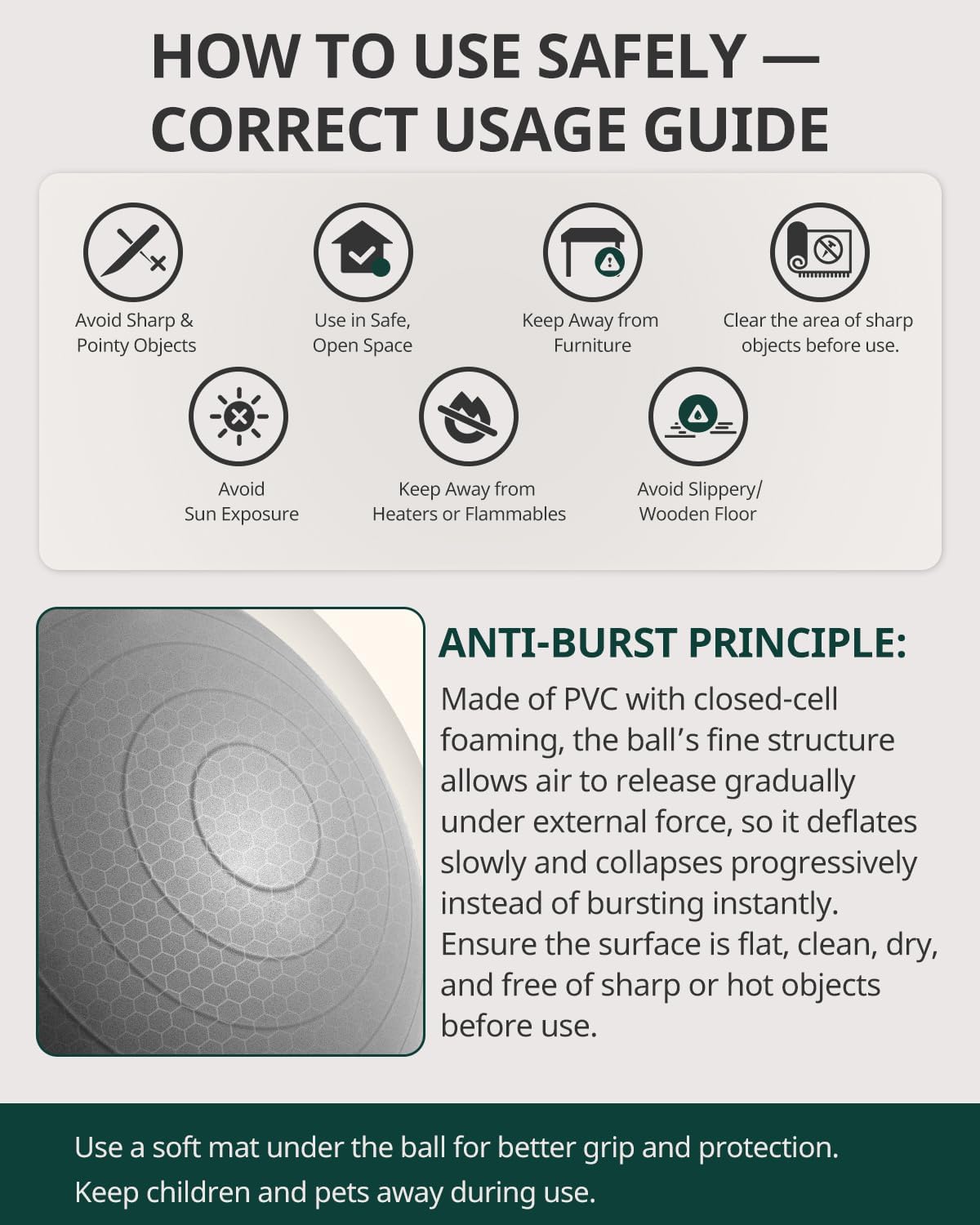 Trideer 健身球瑜伽球,办公室座椅和平衡球椅,普拉提稳定球,物理治疗,核心训练和平衡改善和拉伸