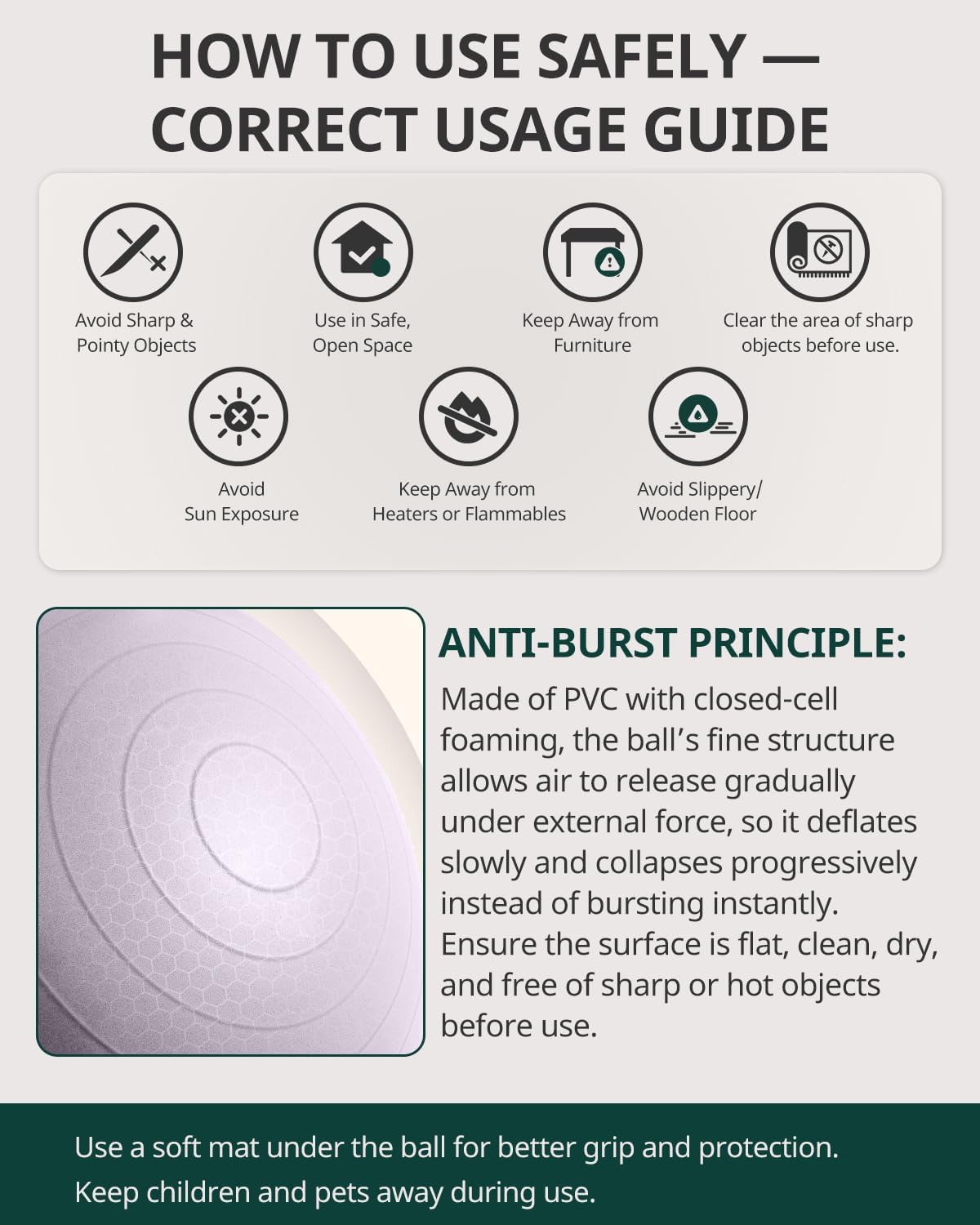Trideer 健身球瑜伽球,办公室座椅和平衡球椅,普拉提稳定球,物理治疗,核心训练和平衡改善和拉伸
