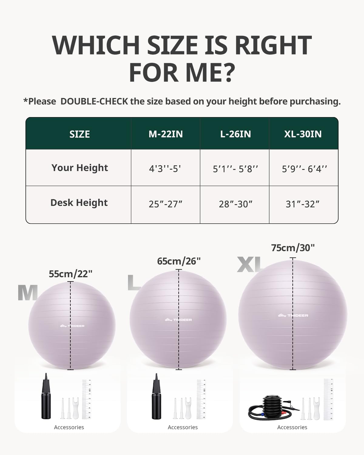 Trideer 健身球瑜伽球,办公室座椅和平衡球椅,普拉提稳定球,物理治疗,核心训练和平衡改善和拉伸