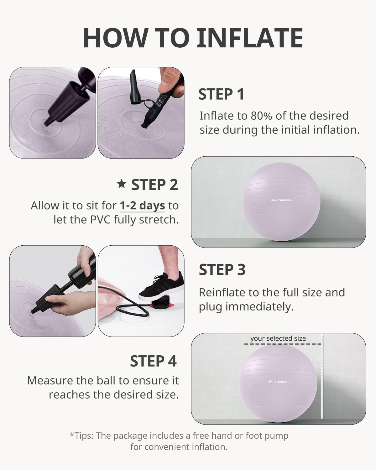 Trideer 健身球瑜伽球,办公室座椅和平衡球椅,普拉提稳定球,物理治疗,核心训练和平衡改善和拉伸