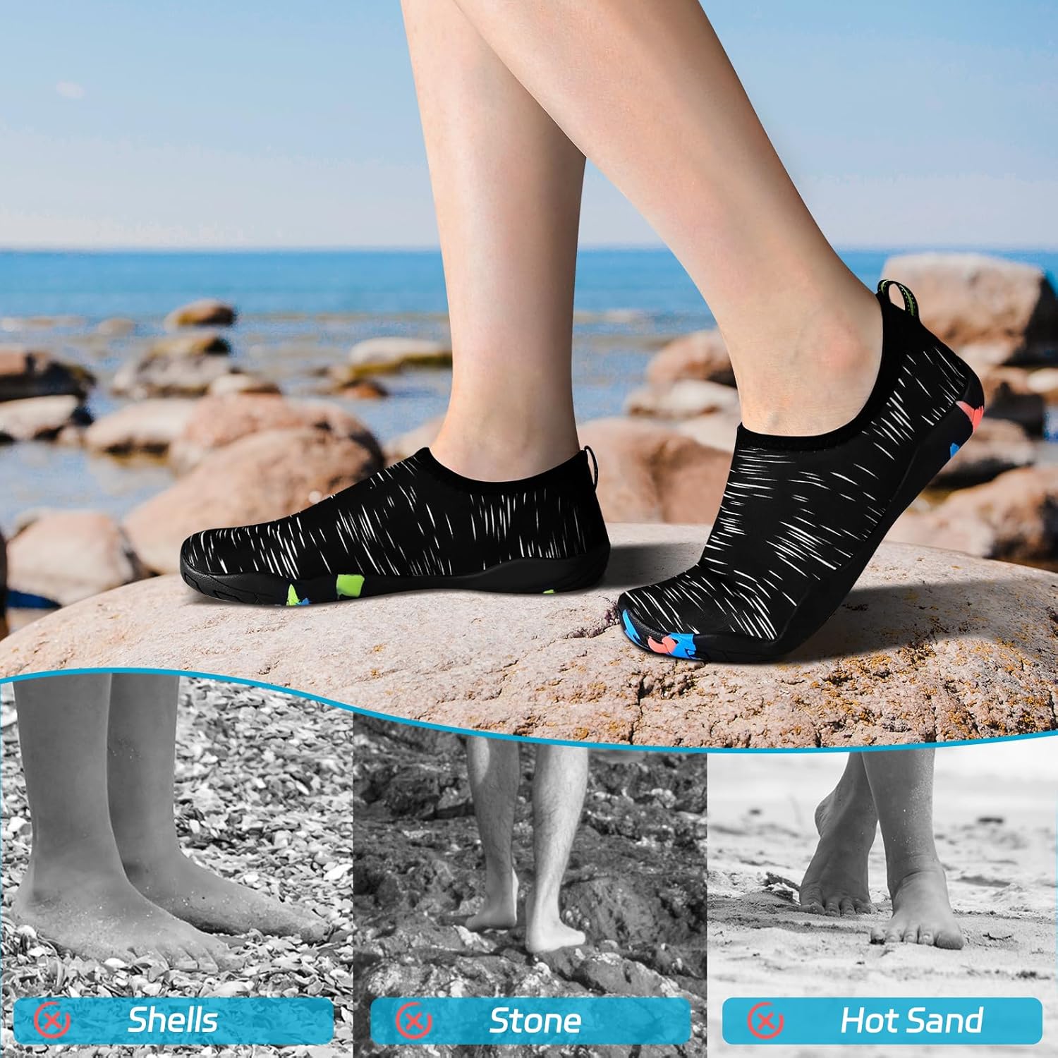 男女涉水鞋,游泳鞋沙滩泳池鞋防滑速干水袜,成人赤脚运动鞋,适合海滩冲浪散步水上瑜伽户外运动