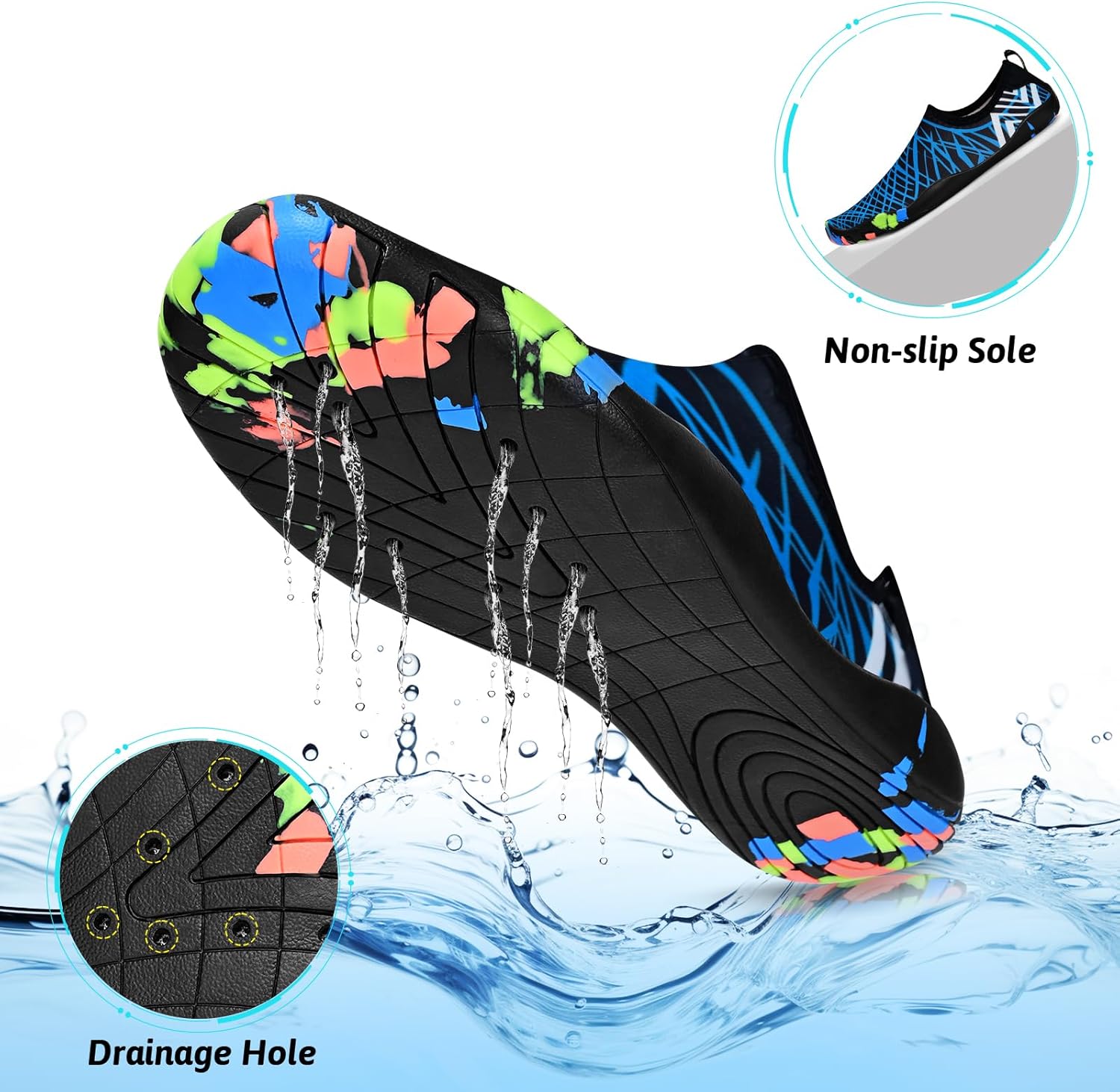 男女涉水鞋,游泳鞋沙滩泳池鞋防滑速干水袜,成人赤脚运动鞋,适合海滩冲浪散步水上瑜伽户外运动