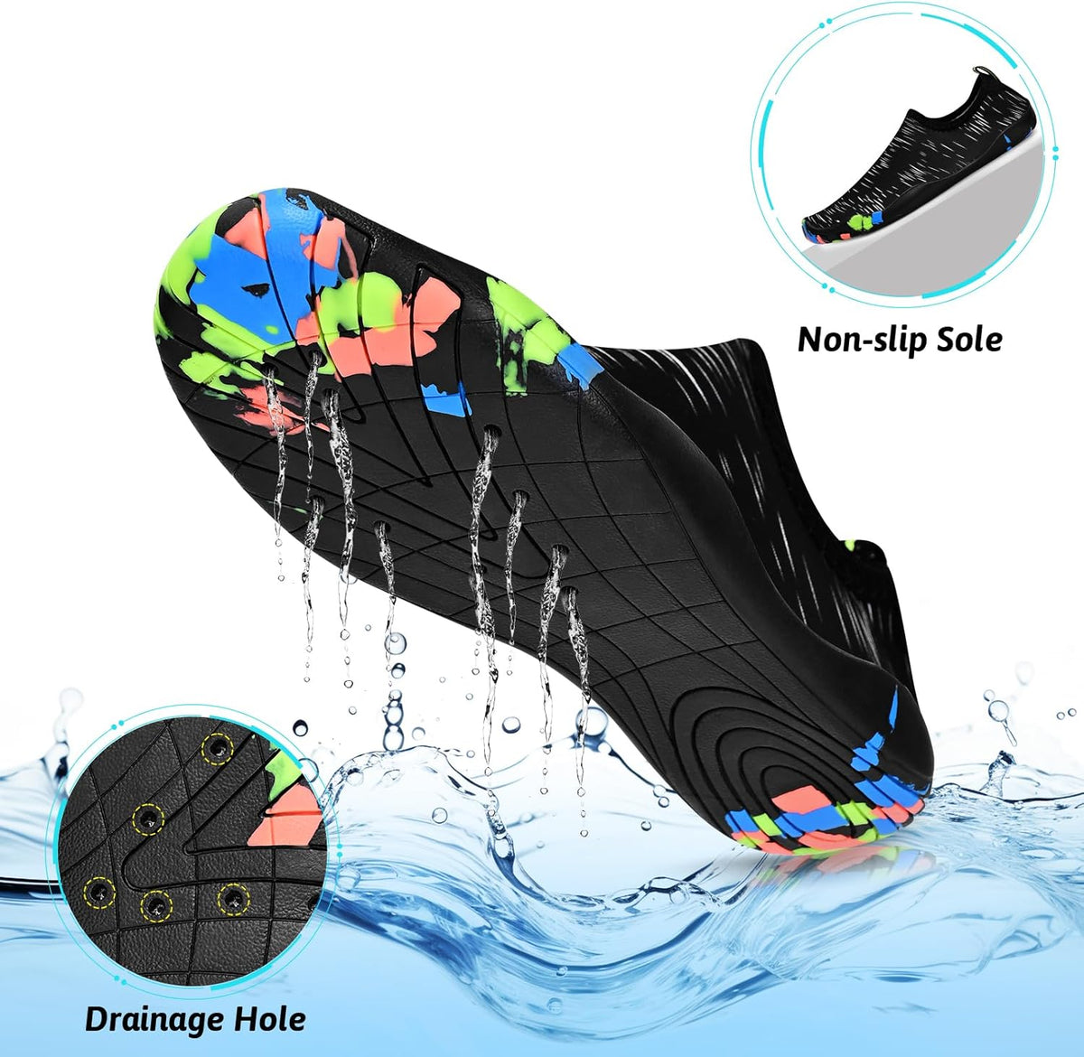 男女涉水鞋,游泳鞋沙滩泳池鞋防滑速干水袜,成人赤脚运动鞋,适合海滩冲浪散步水上瑜伽户外运动