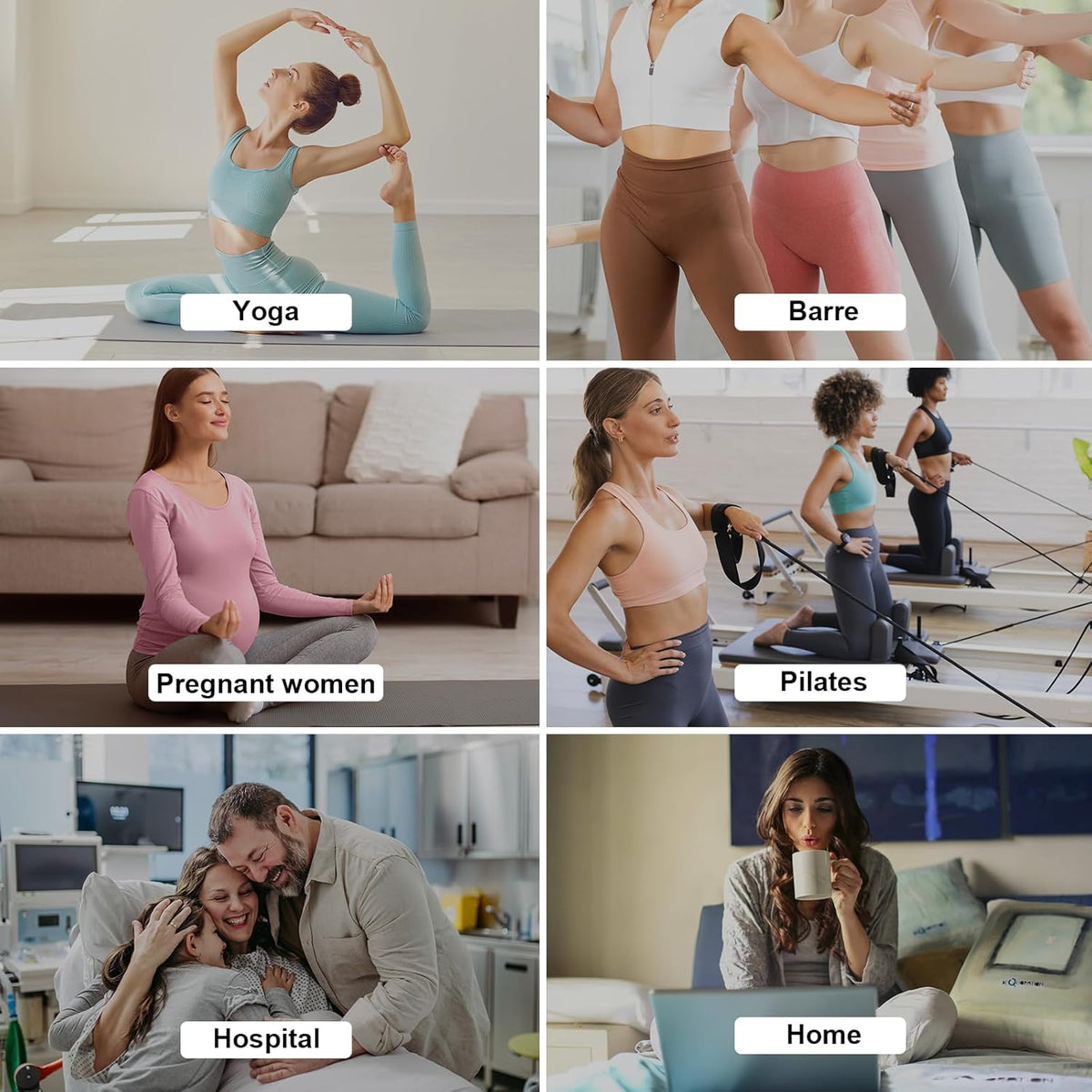 Toes Home 女式普拉提袜带防滑抓手,瑜伽船员袜适用于巴雷医院粘性拖鞋袜 4 双装