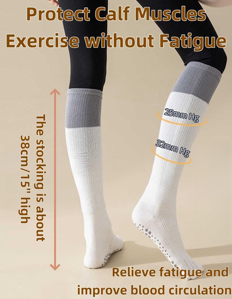 2 双装女式防滑袜,保暖运动袜,适合瑜伽、健身、小腿中部压缩袜