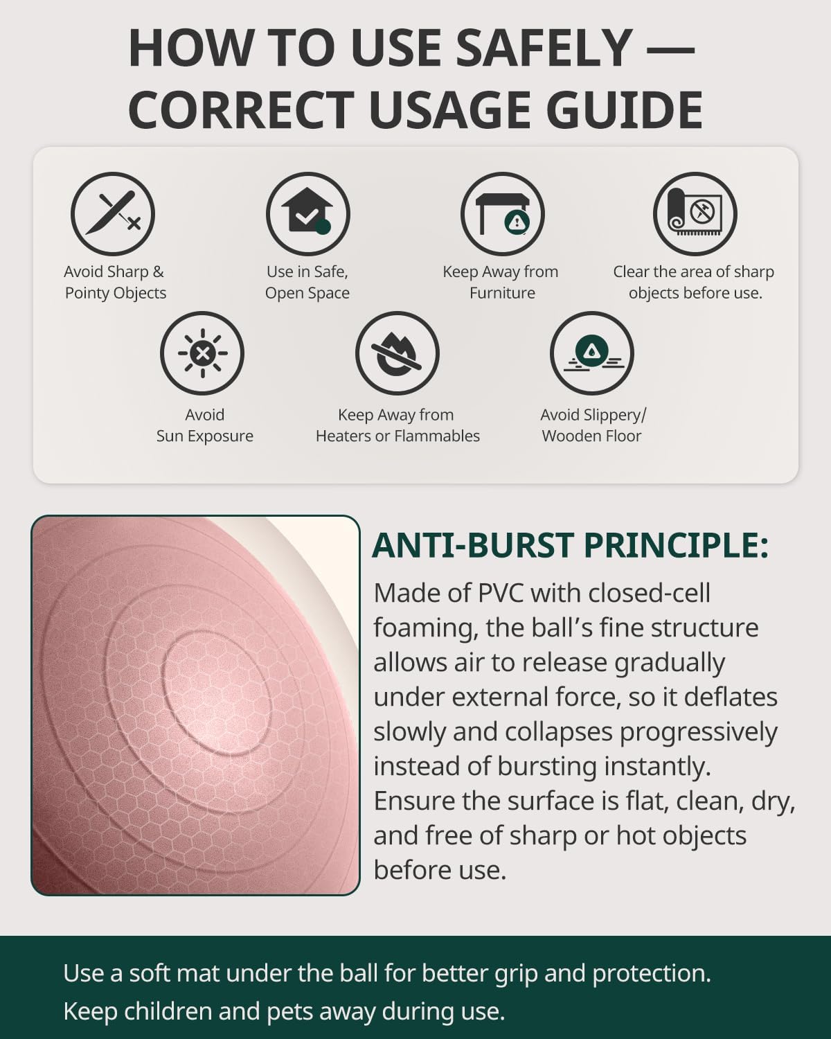 Trideer 健身球瑜伽球,办公室座椅和平衡球椅,普拉提稳定球,物理治疗,核心训练和平衡改善和拉伸
