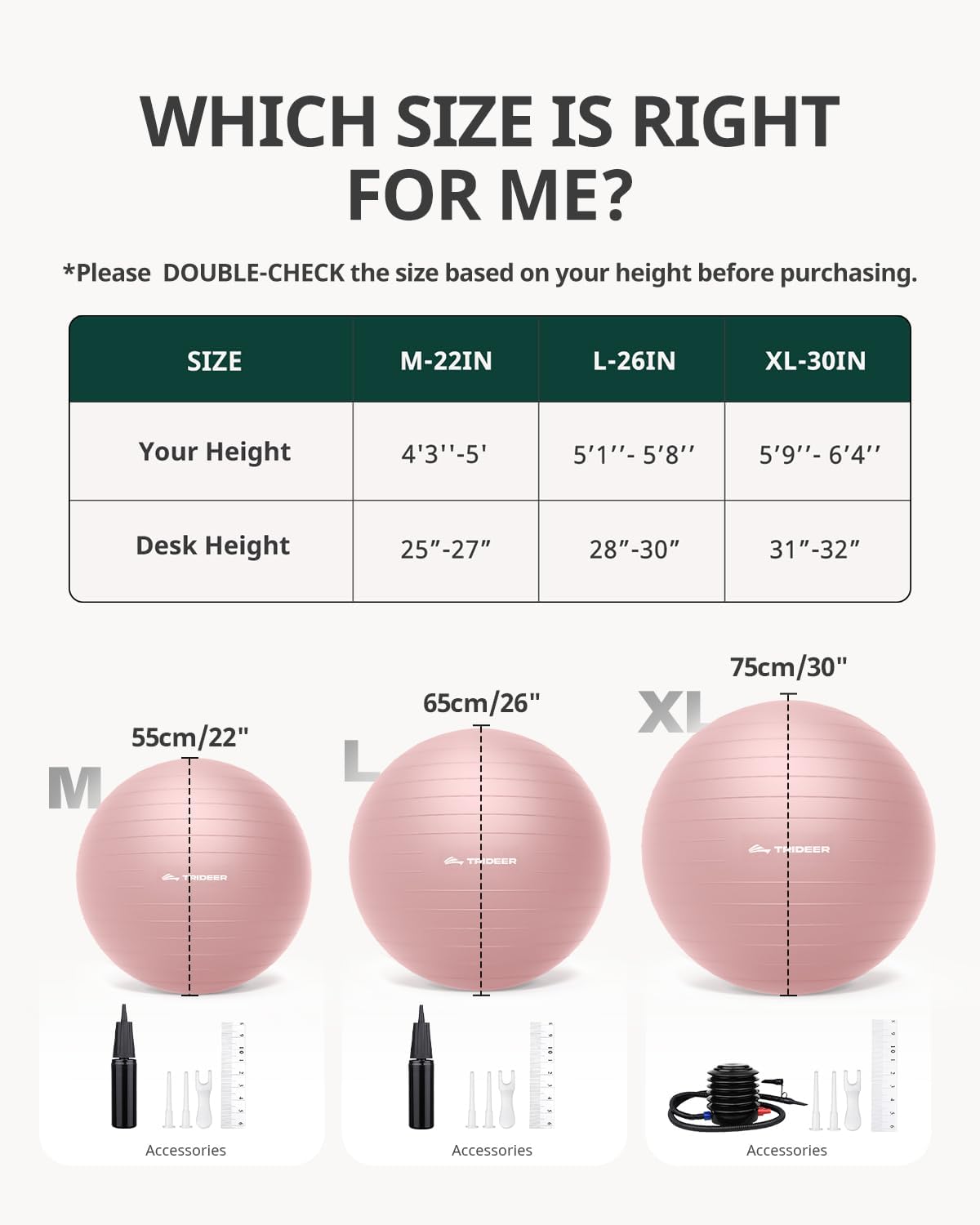 Trideer 健身球瑜伽球,办公室座椅和平衡球椅,普拉提稳定球,物理治疗,核心训练和平衡改善和拉伸