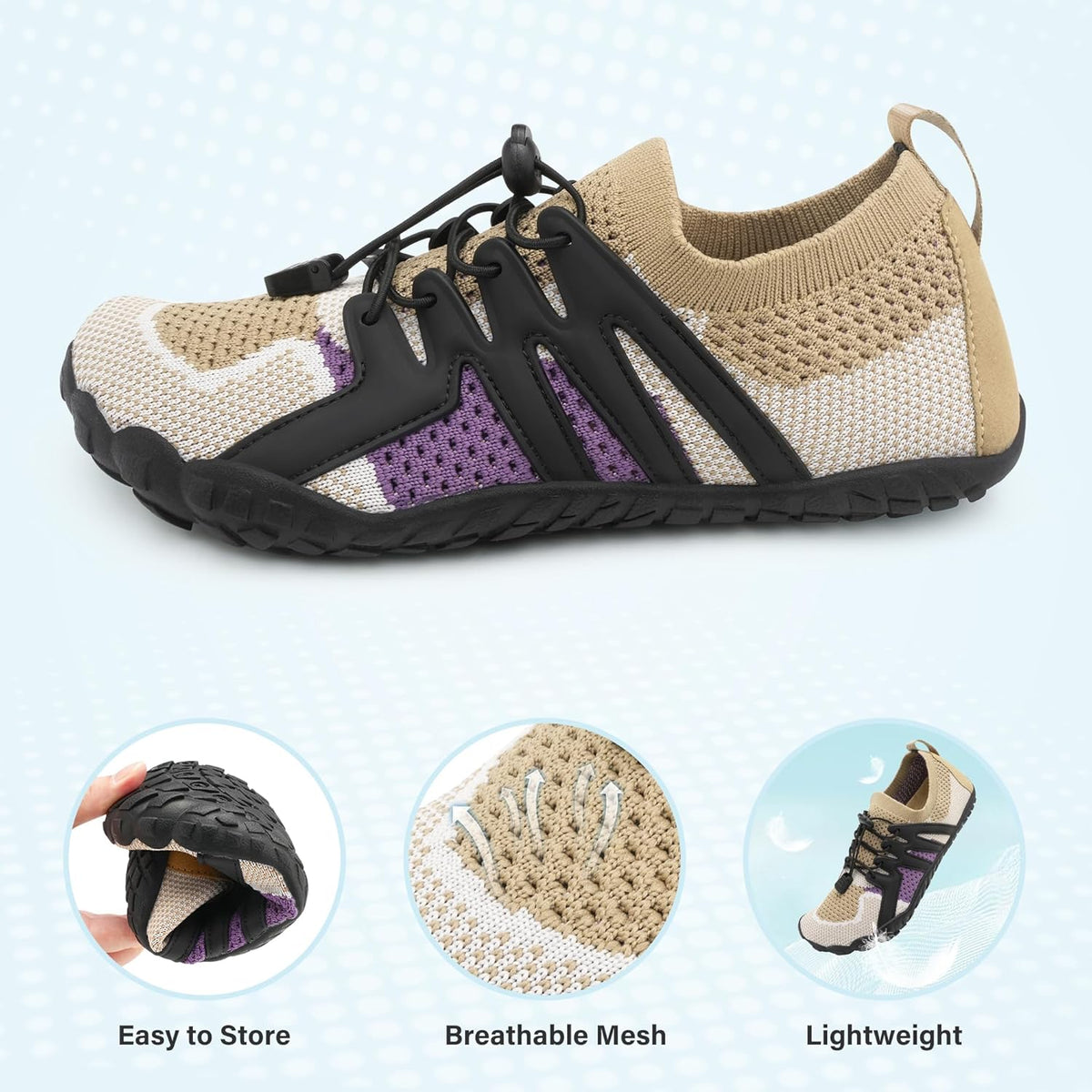 Stelle 赤脚鞋女士男士徒步水鞋带可调节鞋带成人速干沙滩游泳泳池越野跑步户外运动划船攀岩瑜伽