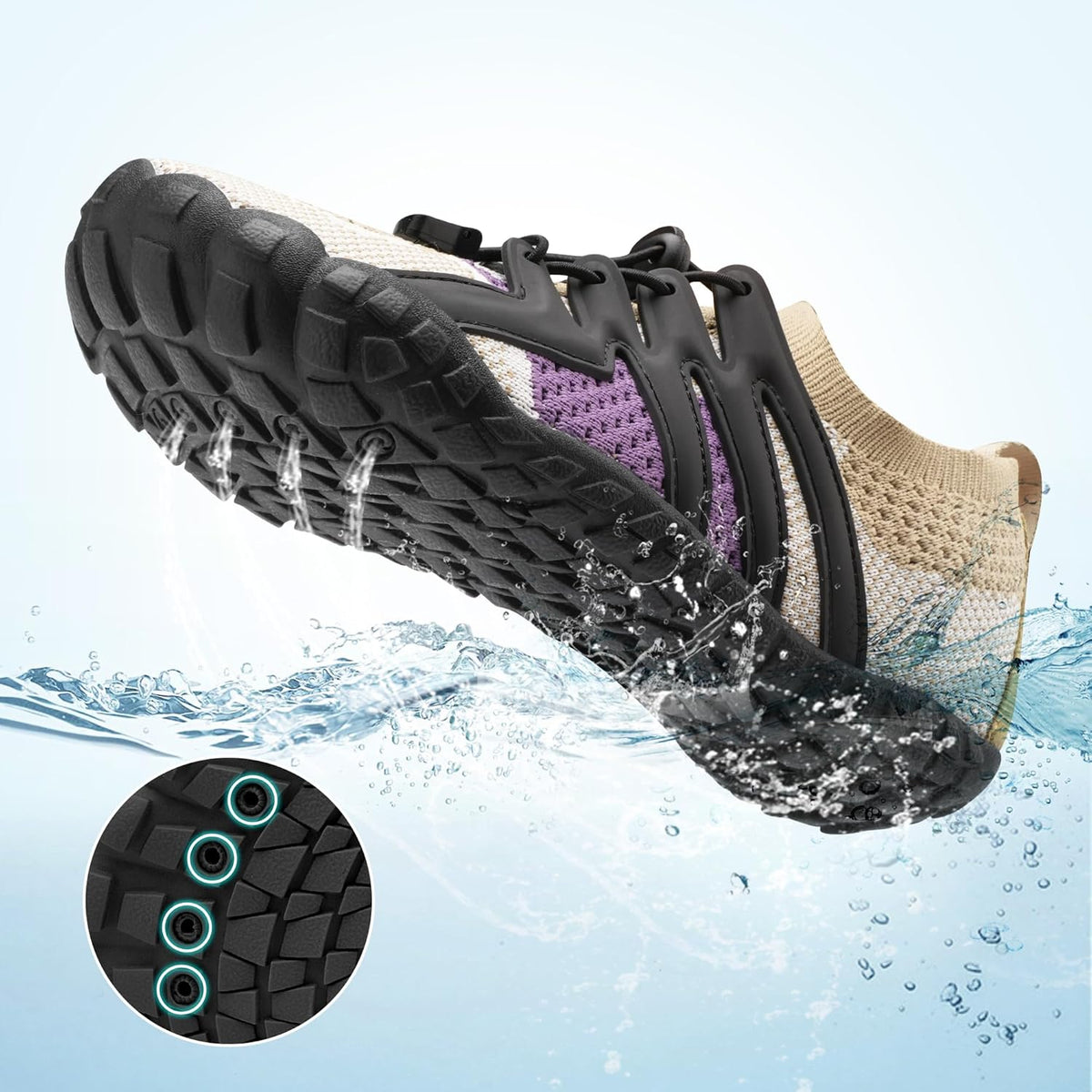 Stelle 赤脚鞋女士男士徒步水鞋带可调节鞋带成人速干沙滩游泳泳池越野跑步户外运动划船攀岩瑜伽