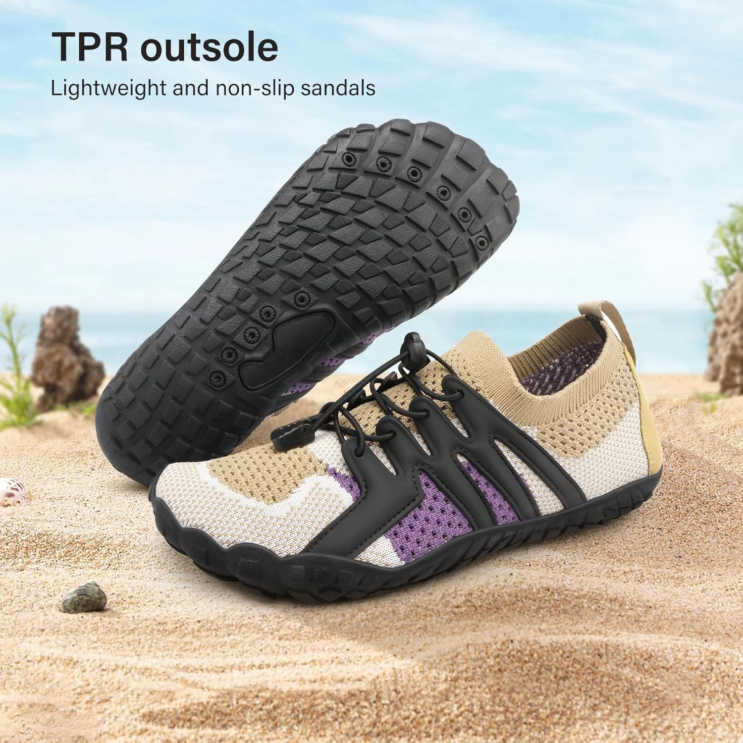 Stelle 赤脚鞋女士男士徒步水鞋带可调节鞋带成人速干沙滩游泳泳池越野跑步户外运动划船攀岩瑜伽