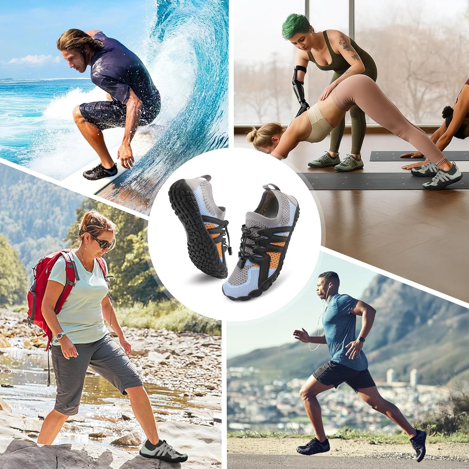 Stelle 赤脚鞋女士男士徒步水鞋带可调节鞋带成人速干沙滩游泳泳池越野跑步户外运动划船攀岩瑜伽