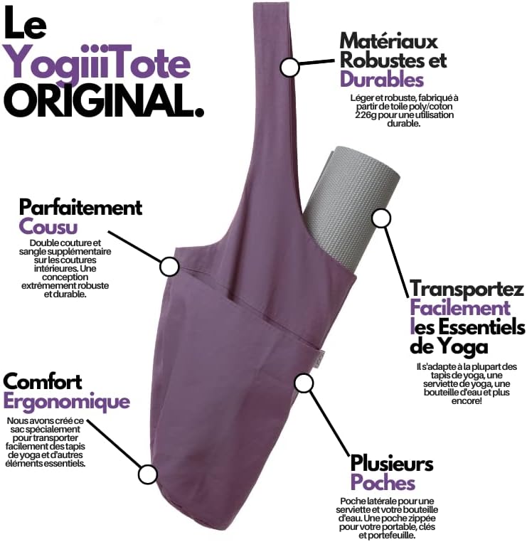 Yogiii 瑜伽垫包 | The Original YogiiiTote | 瑜伽垫托特包 带大侧袋和拉链口袋 | 适合大多数尺寸的垫子