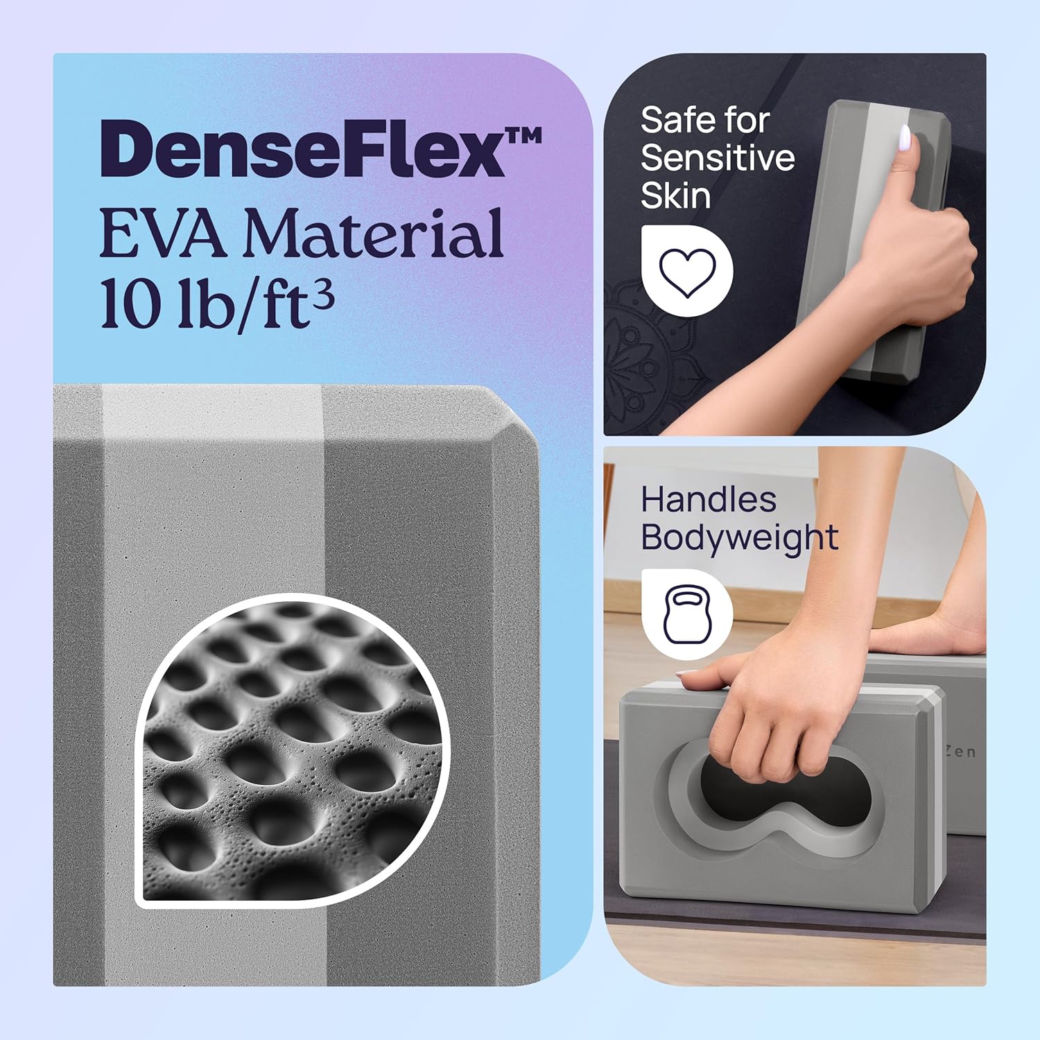Deep-Zen® 瑜伽砖手腕支撑;瑜伽块 2 件装,带护膝和带子,减轻手腕重量;耐用、多功能瑜伽砖锻炼块套装,阻止瑜伽