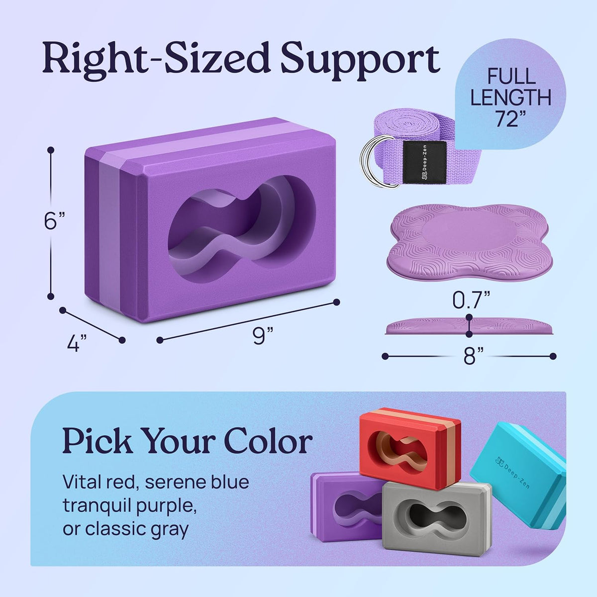 Deep-Zen® 瑜伽砖手腕支撑;瑜伽块 2 件装,带护膝和带子,减轻手腕重量;耐用、多功能瑜伽砖锻炼块套装,阻止瑜伽