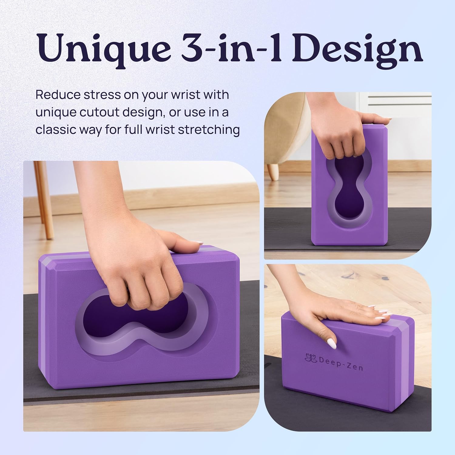 Deep-Zen® 瑜伽砖手腕支撑;瑜伽块 2 件装,带护膝和带子,减轻手腕重量;耐用、多功能瑜伽砖锻炼块套装,阻止瑜伽