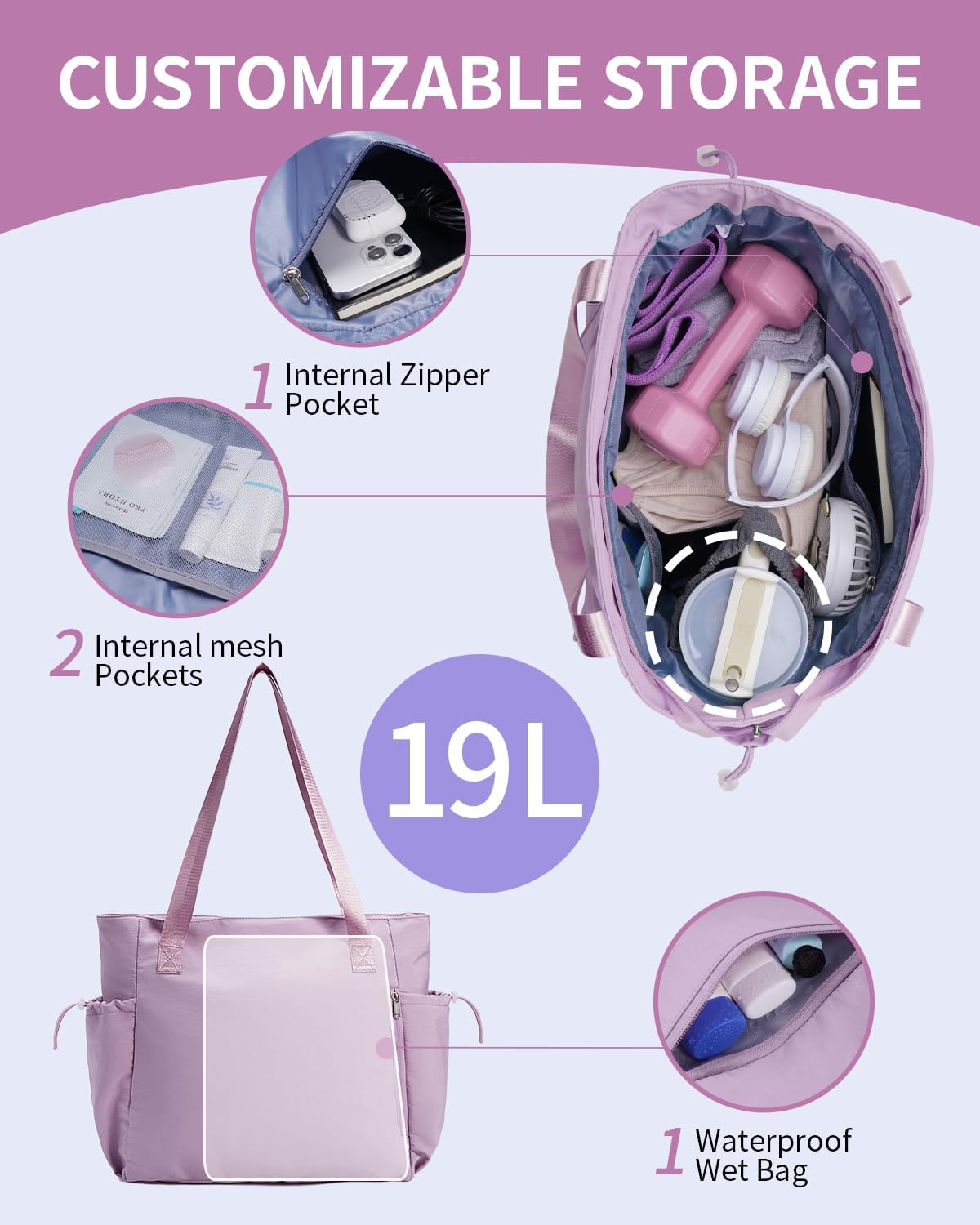 sportsnew 瑜伽垫包手提包瑜伽健身包男女防水湿口袋和钩环,快速取用存储瑜伽垫包