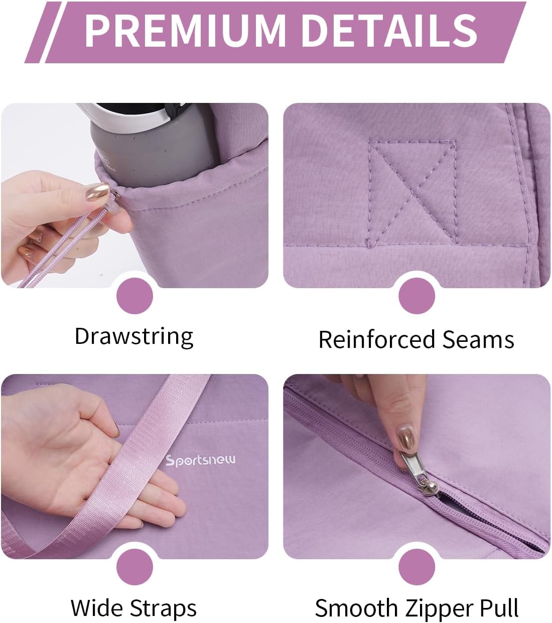 sportsnew 瑜伽垫包手提包瑜伽健身包男女防水湿口袋和钩环,快速取用存储瑜伽垫包