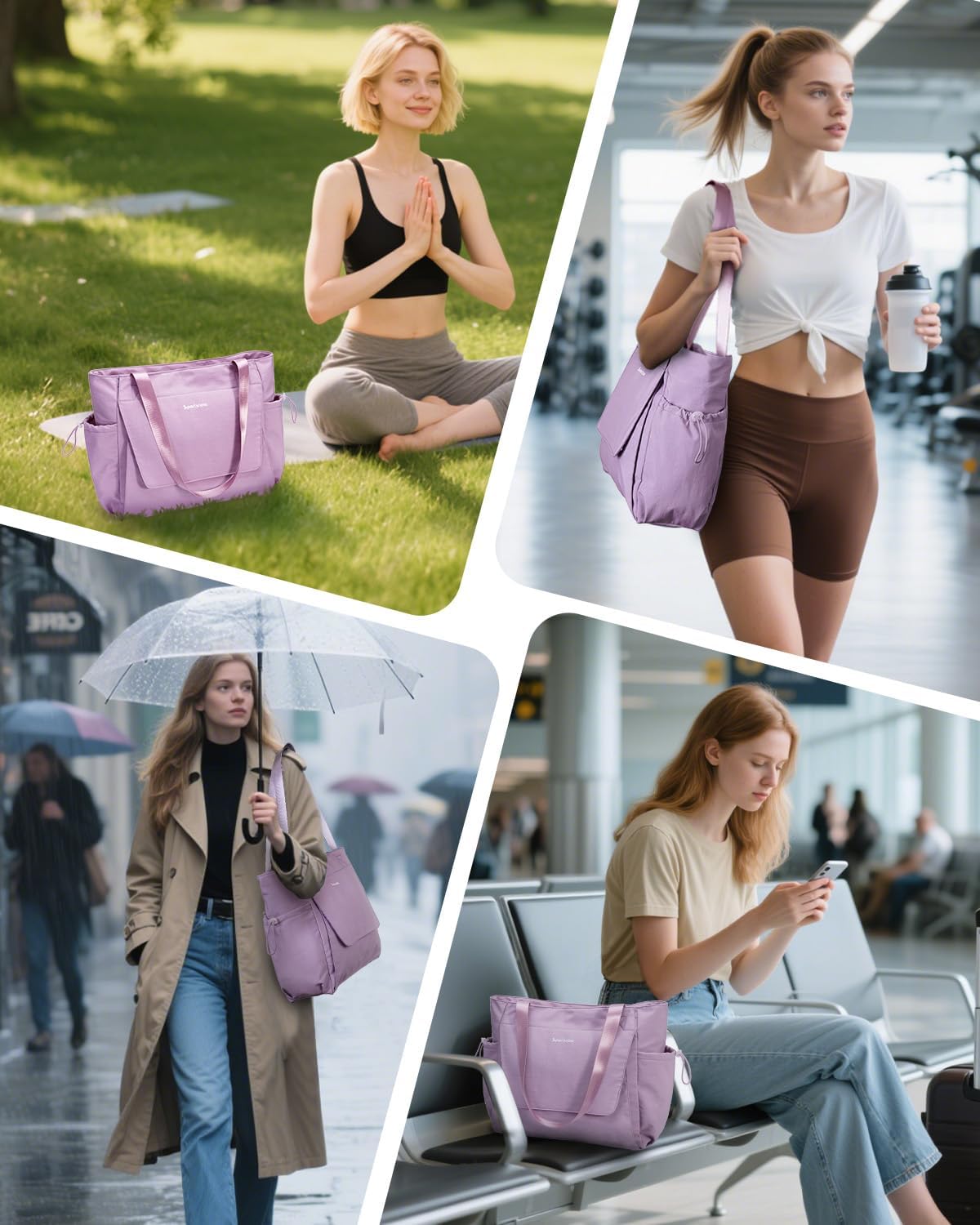 sportsnew 瑜伽垫包手提包瑜伽健身包男女防水湿口袋和钩环,快速取用存储瑜伽垫包