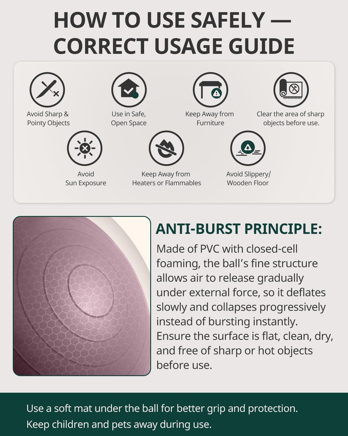 Trideer 健身球瑜伽球,办公室座椅和平衡球椅,普拉提稳定球,物理治疗,核心训练和平衡改善和拉伸