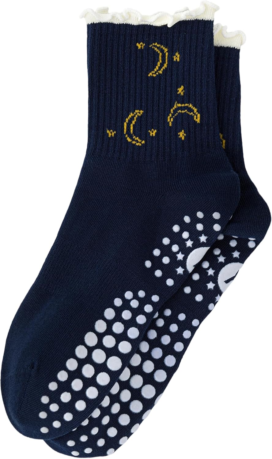 Yawlsow Pilates 女式防滑袜 瑜伽 抓地力袜 可爱 Barre 防滑运动船员 粘性袜子 锻炼 医院