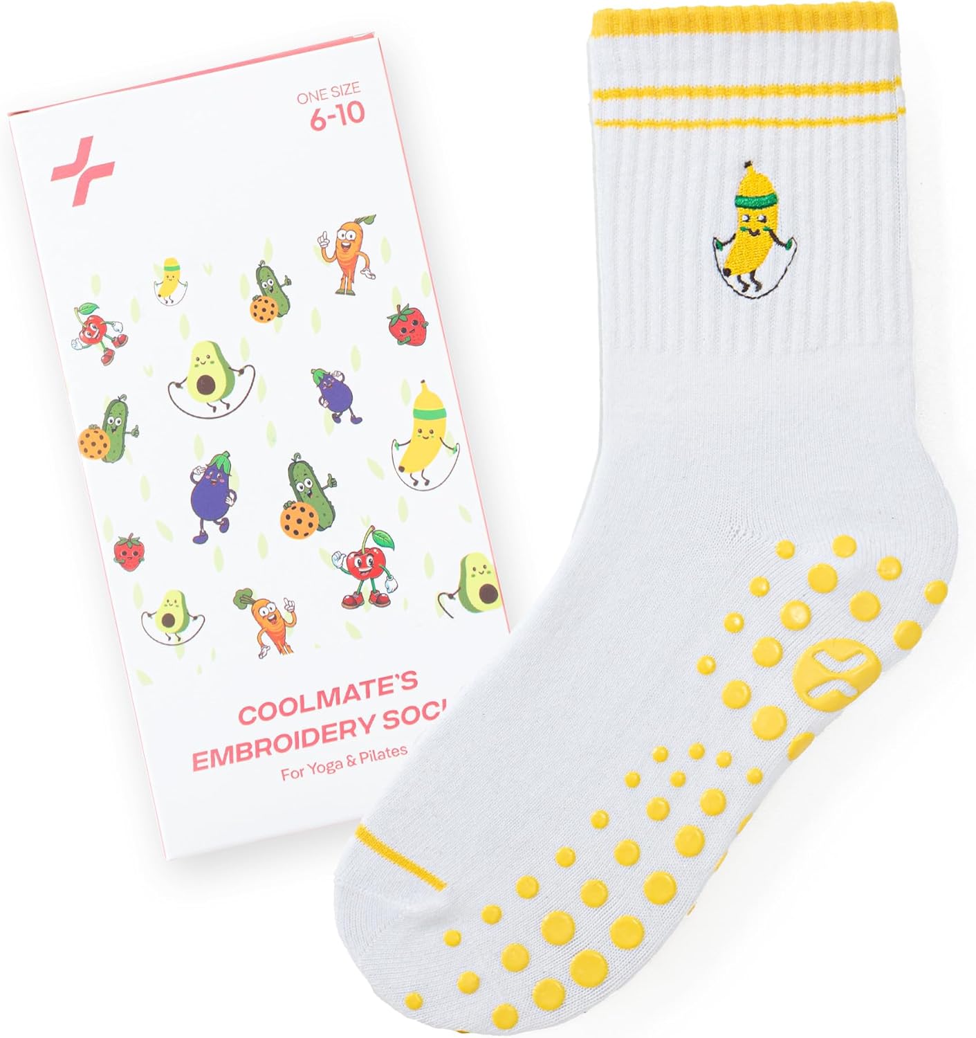 CoolMate 女式普拉提袜,瑜伽袜,船员防滑女士,适合锻炼,桶,普拉提礼品